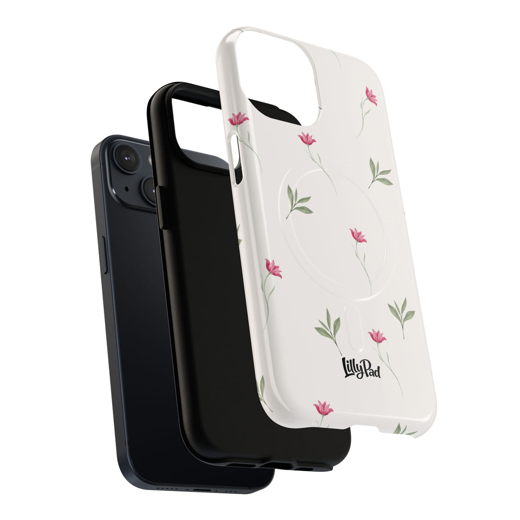 Minimal Pink Wildflowers Phone Case | Magnetic Case