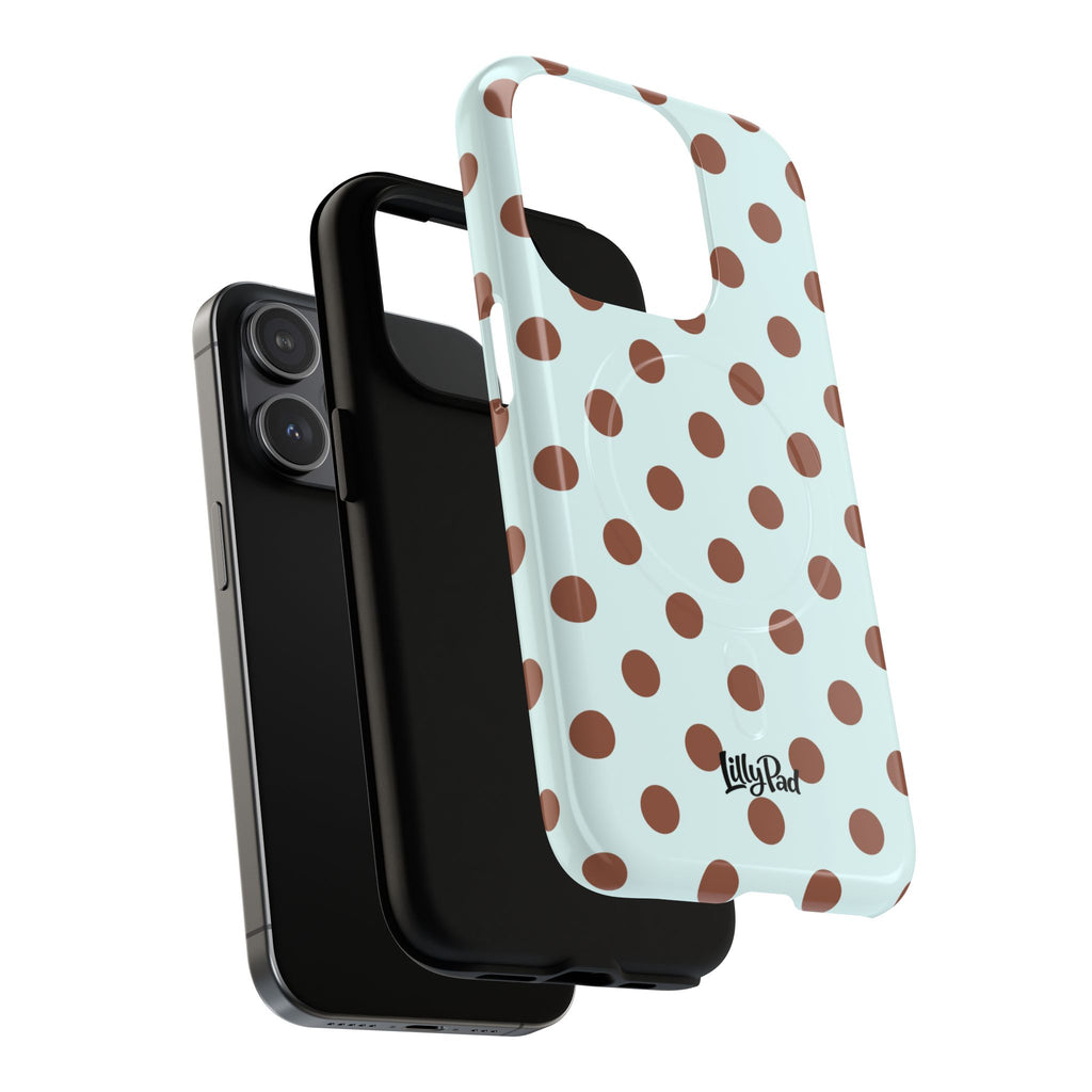 Brown Polka Dot on Mint Phone Case | Tough Magnetic Case