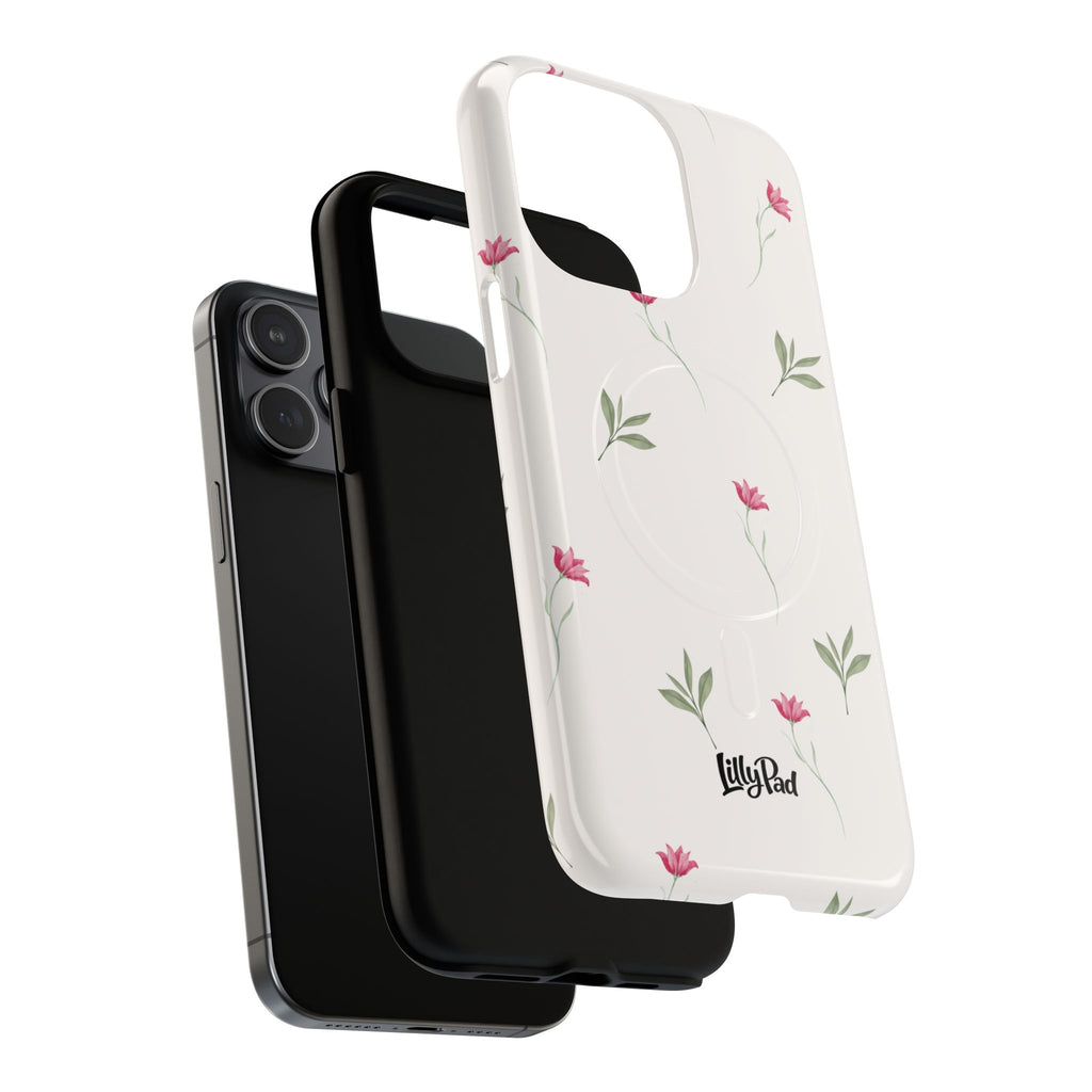 Minimal Pink Wildflowers Phone Case | Magnetic Case
