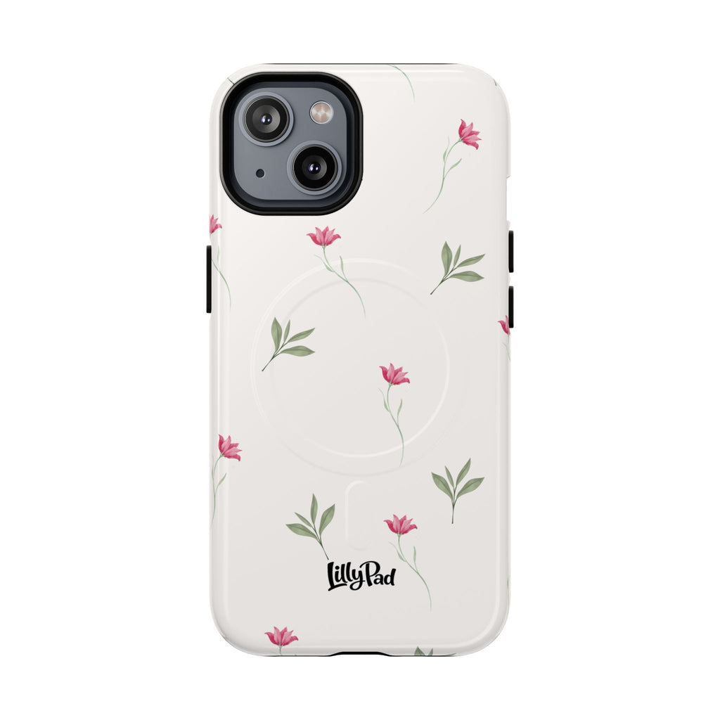 Minimal Pink Wildflowers Phone Case | Magnetic Case