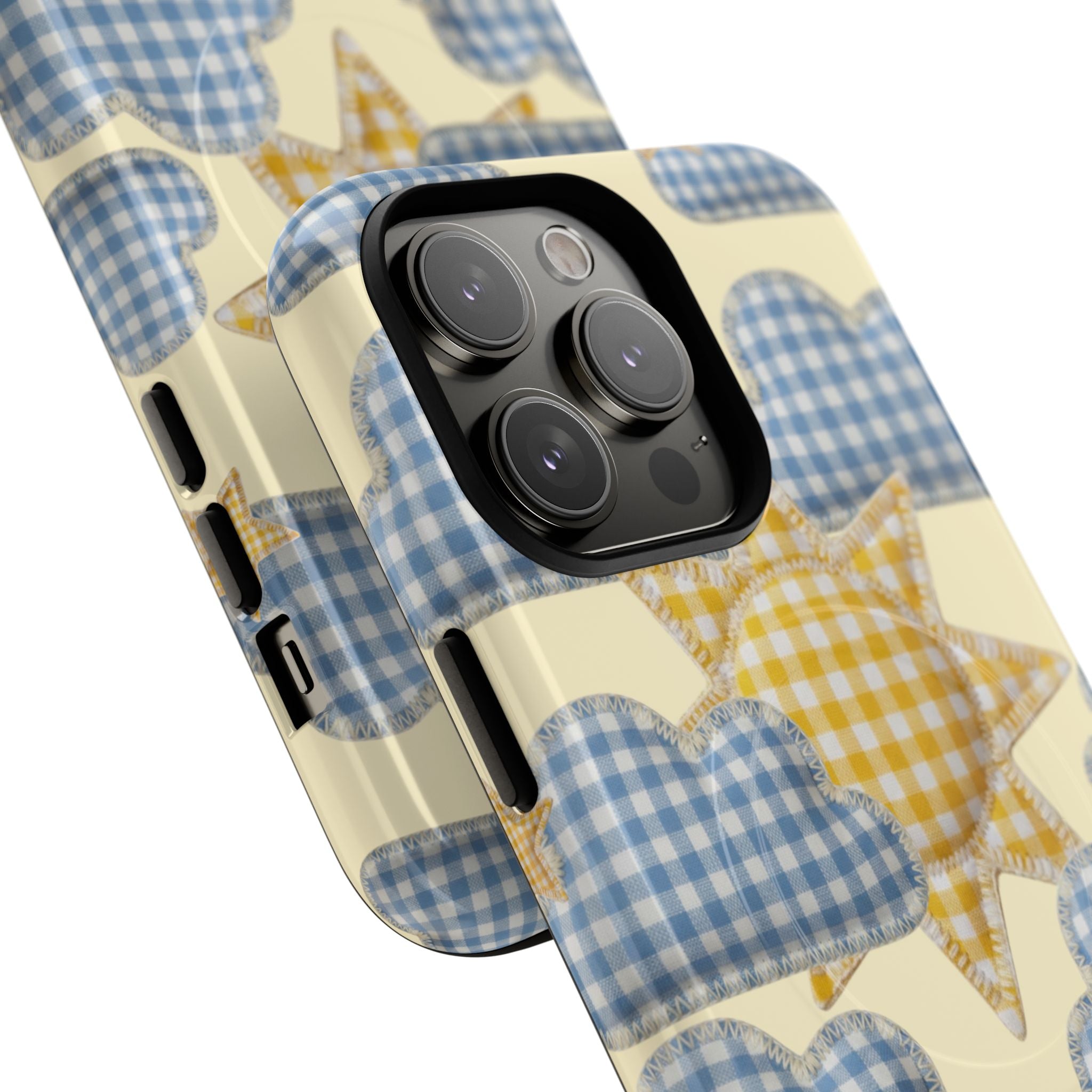 Gingham Sun and Clouds Phone Case | Tough Magnetic Case
