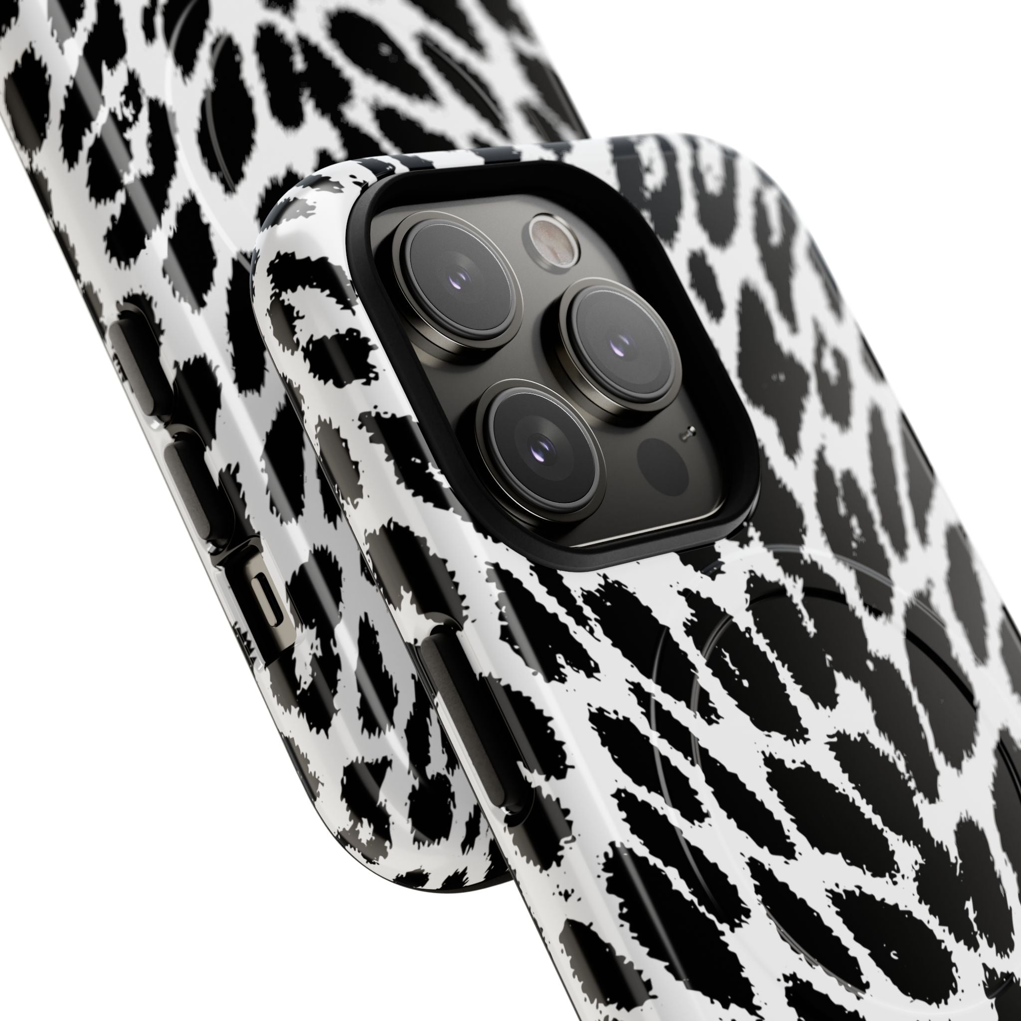 Black White Leopard Print Phone Case | Tough Magnetic Case