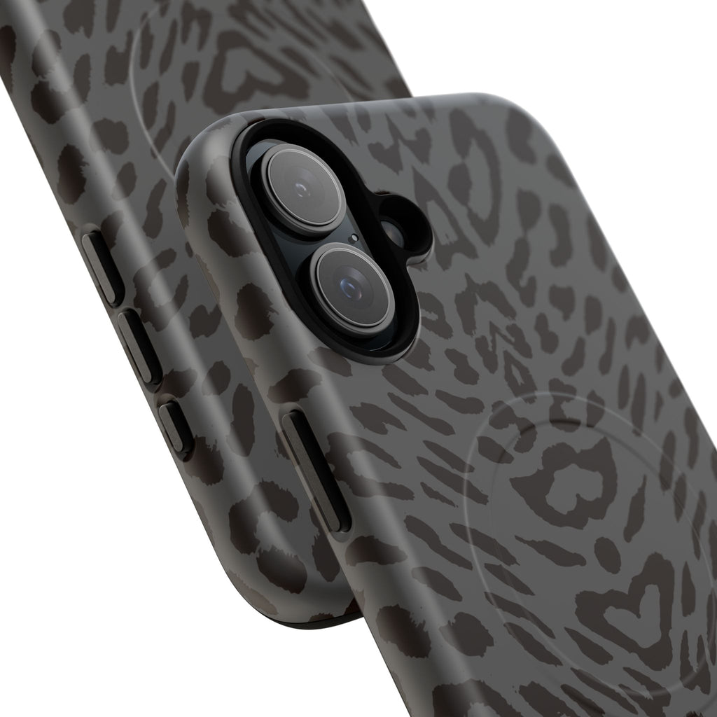 Leopard Print Magnetic Phone Case | Tough Magnetic Case, Black Animal Pattern