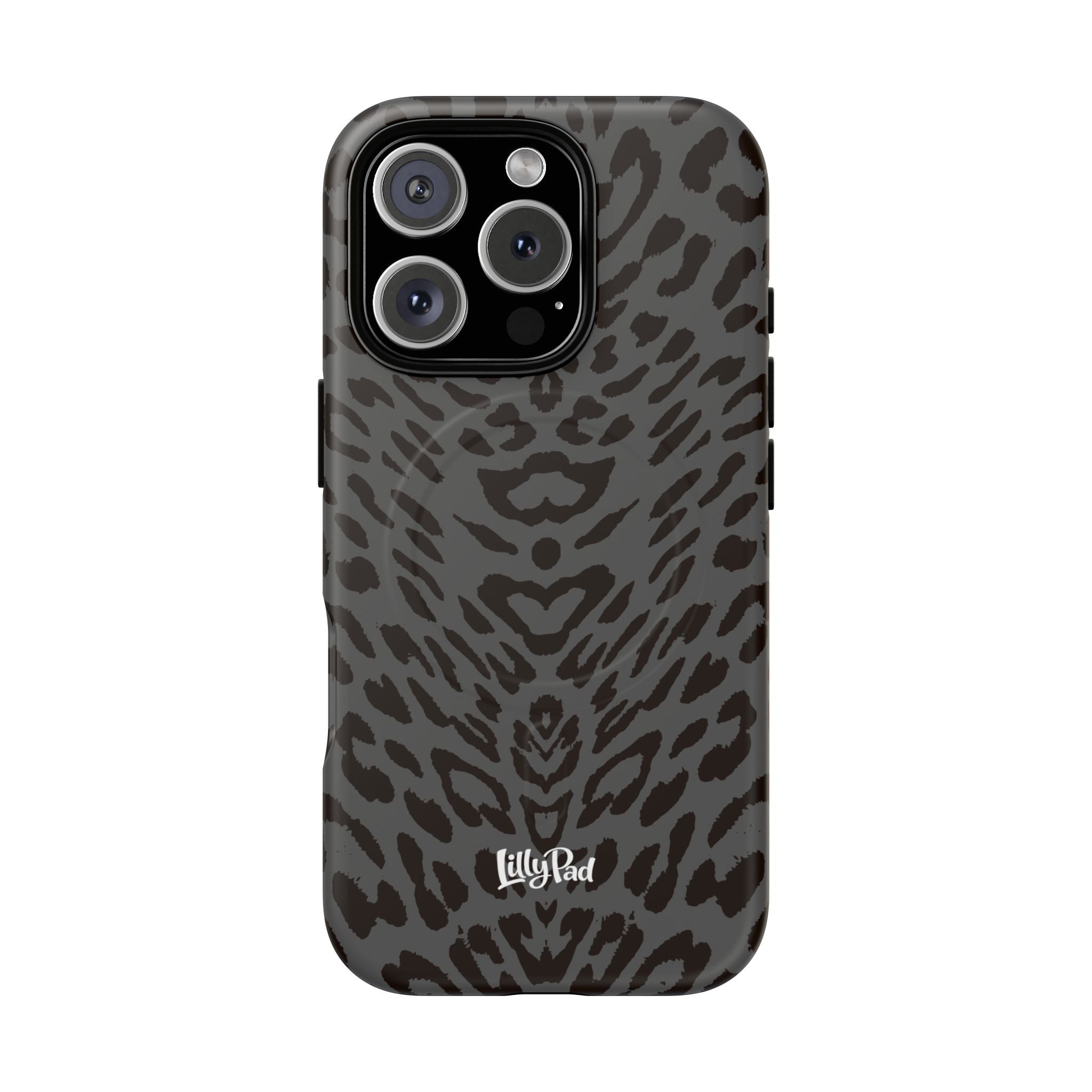 Leopard Print Magnetic Phone Case | Tough Magnetic Case, Black Animal Pattern