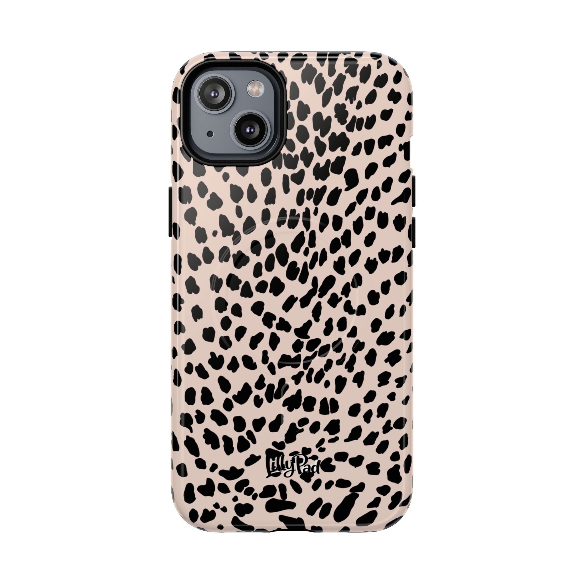 Leopard Print Phone Case Tough Magnetic Case | Pink Black Spot iPhone Cover