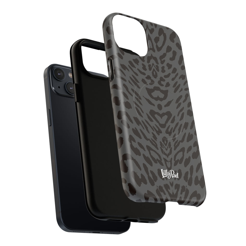 Leopard Print Magnetic Phone Case | Tough Magnetic Case, Black Animal Pattern