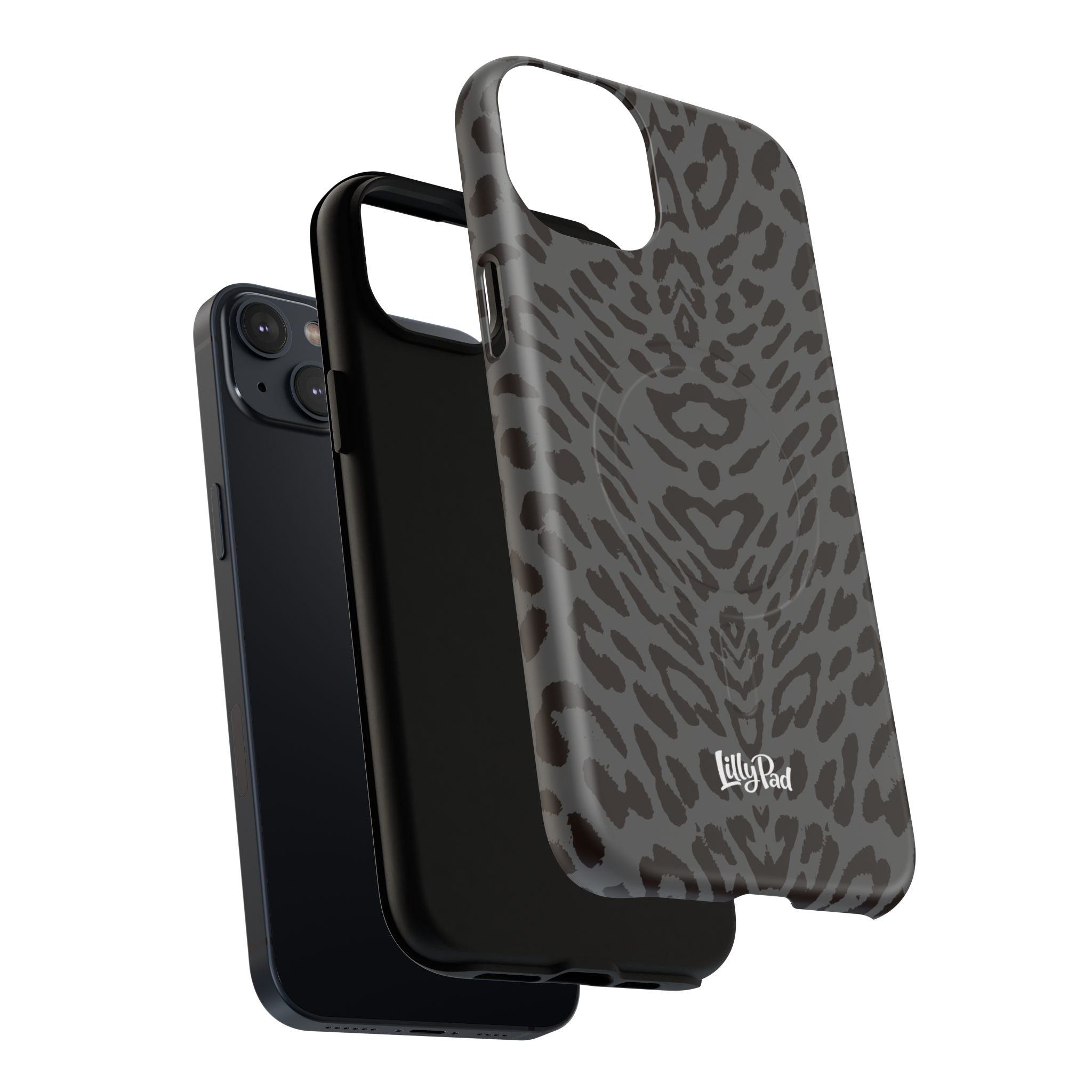Leopard Print Magnetic Phone Case | Tough Magnetic Case, Black Animal Pattern
