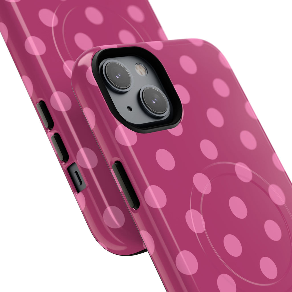 Pink Polka Dot Tough Magnetic Case | Phone Cover, MagSafe Compatible