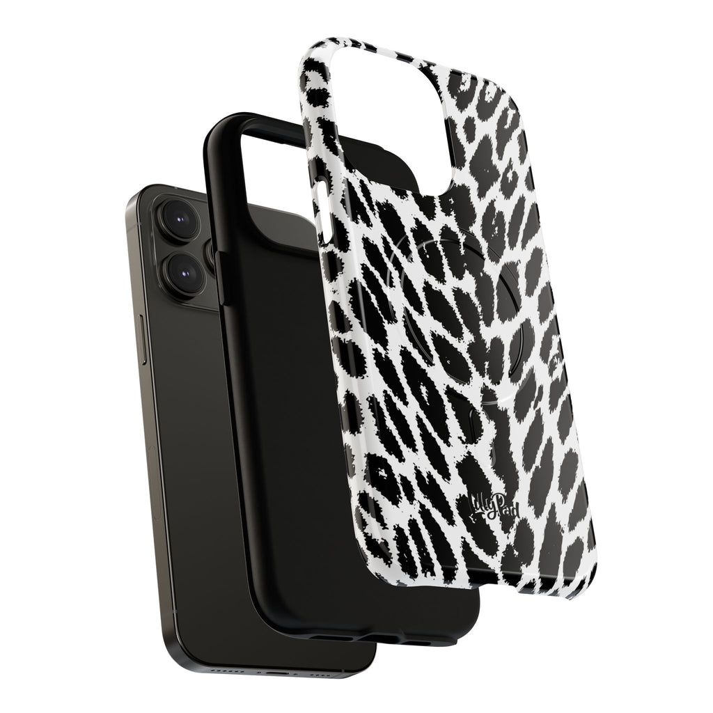 Black White Leopard Print Phone Case | Tough Magnetic Case