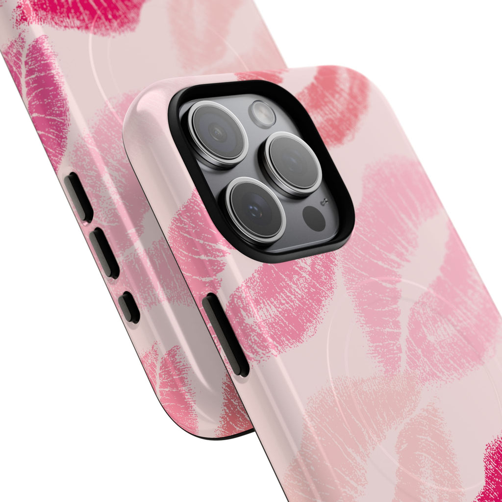 Pink Kiss Lip Print Phone Case | Tough Magnetic Case