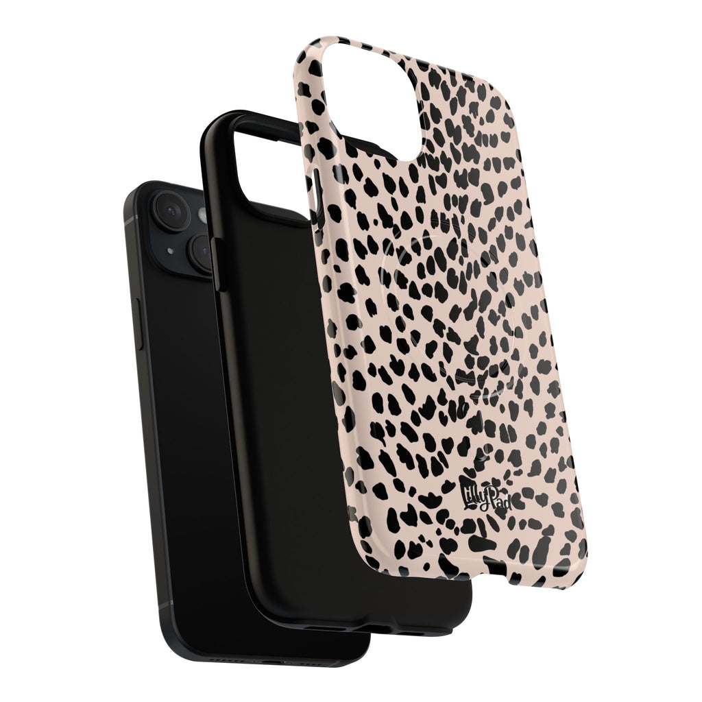Leopard Print Phone Case Tough Magnetic Case | Pink Black Spot iPhone Cover