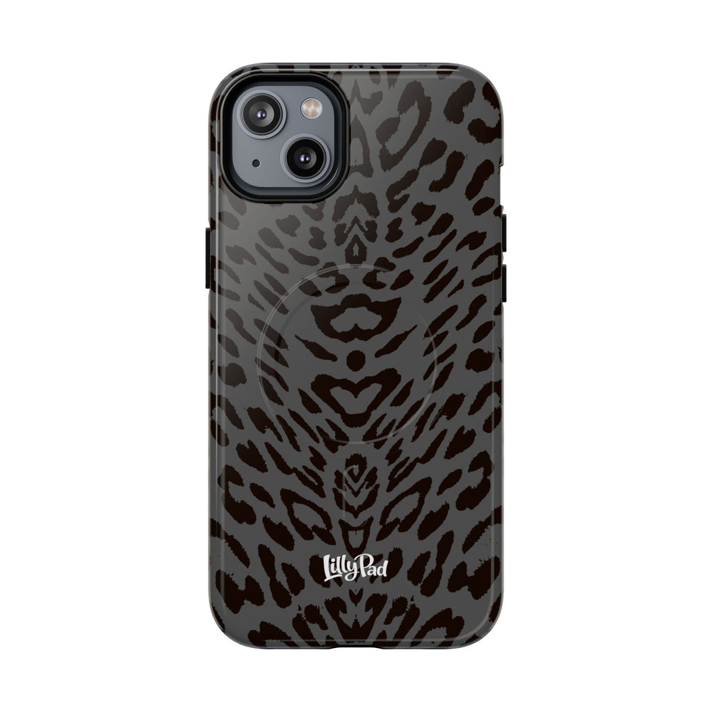 Leopard Print Magnetic Phone Case | Tough Magnetic Case, Black Animal Pattern
