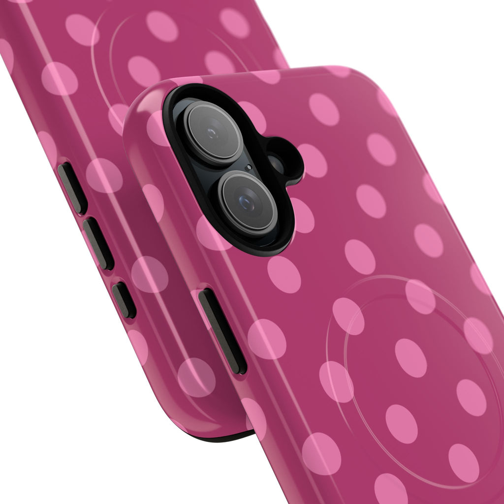 Pink Polka Dot Tough Magnetic Case | Phone Cover, MagSafe Compatible