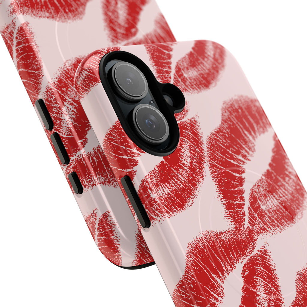 Red Lipstick Kiss Pattern Phone Case | Tough Magnetic Case