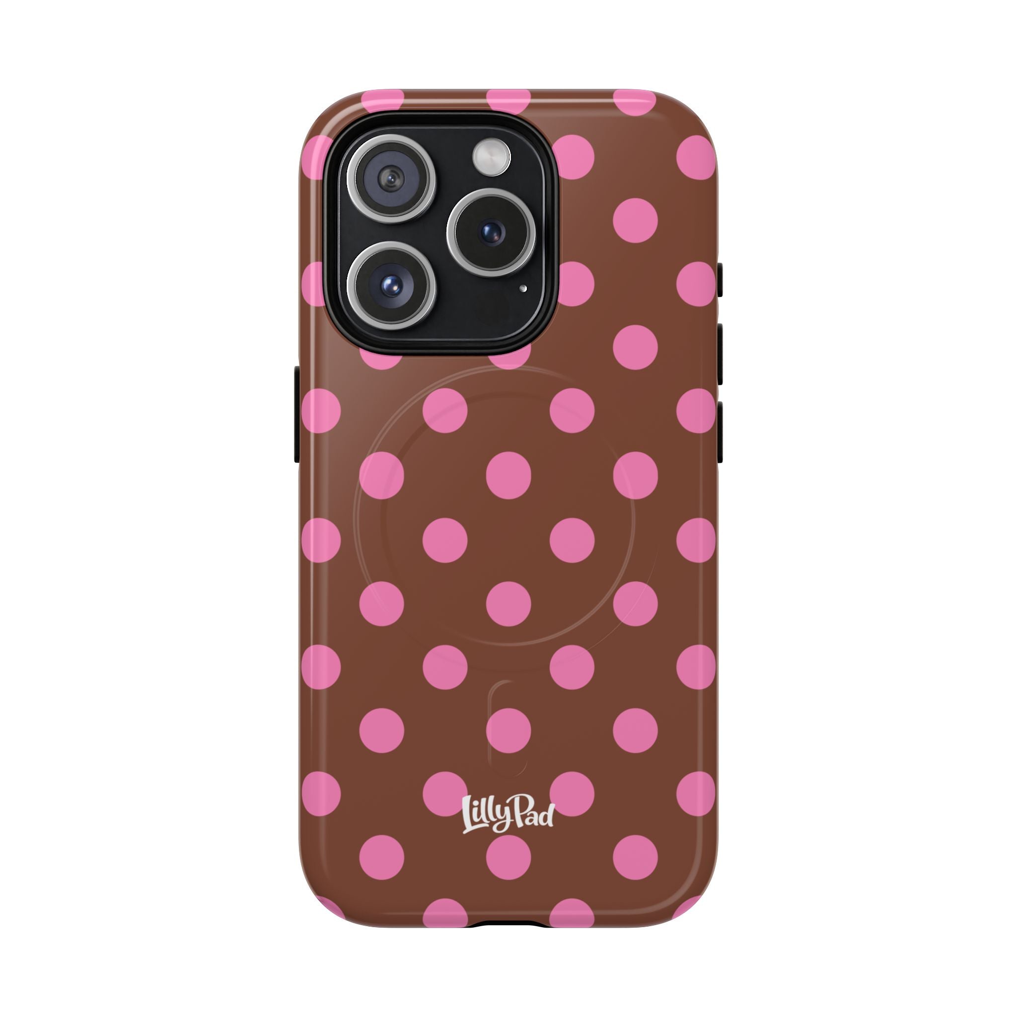 Pink Polka Dot Brown Phone Case | Magnetic Tough Case