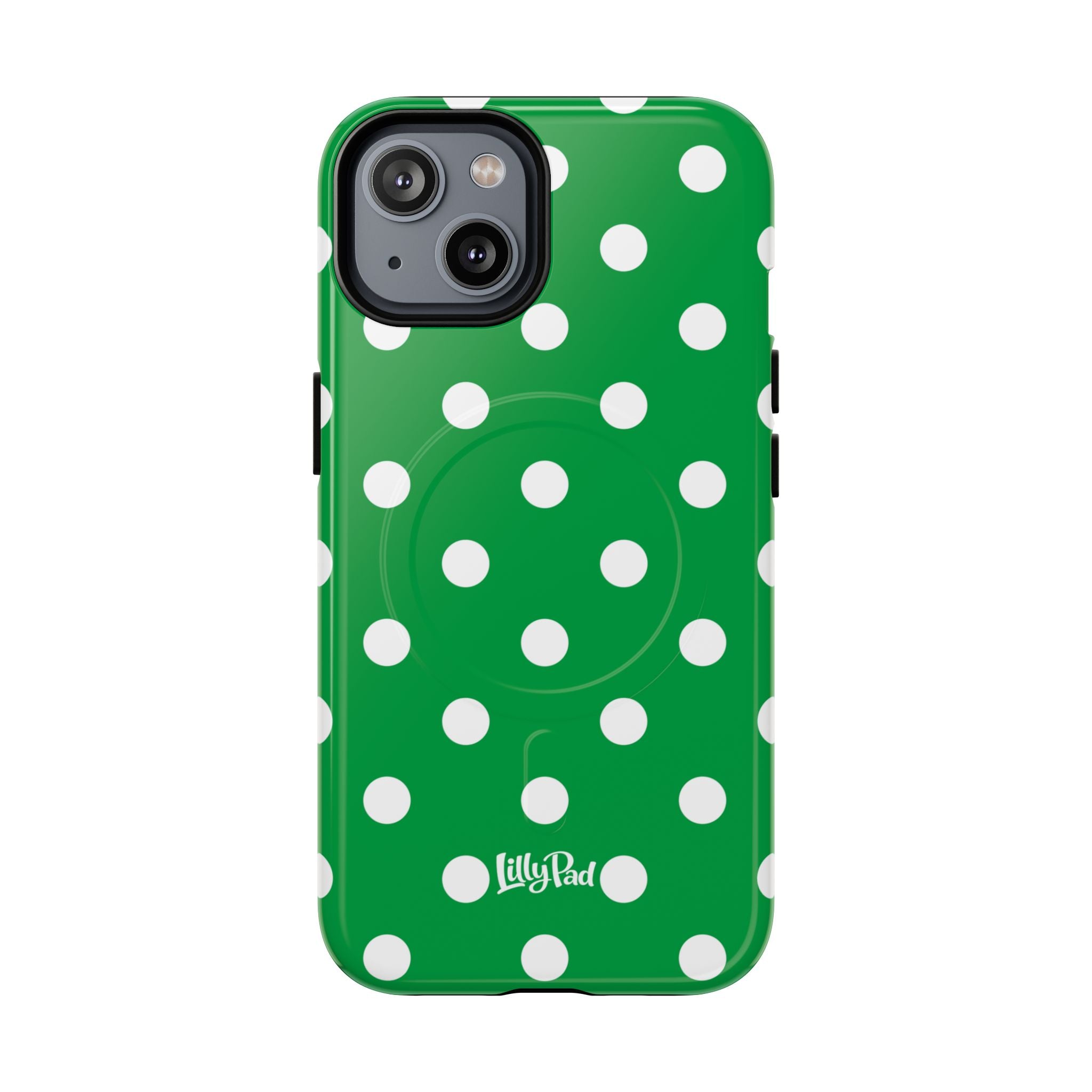 White Polka Dot Green Phone Case | Tough Magnetic Case