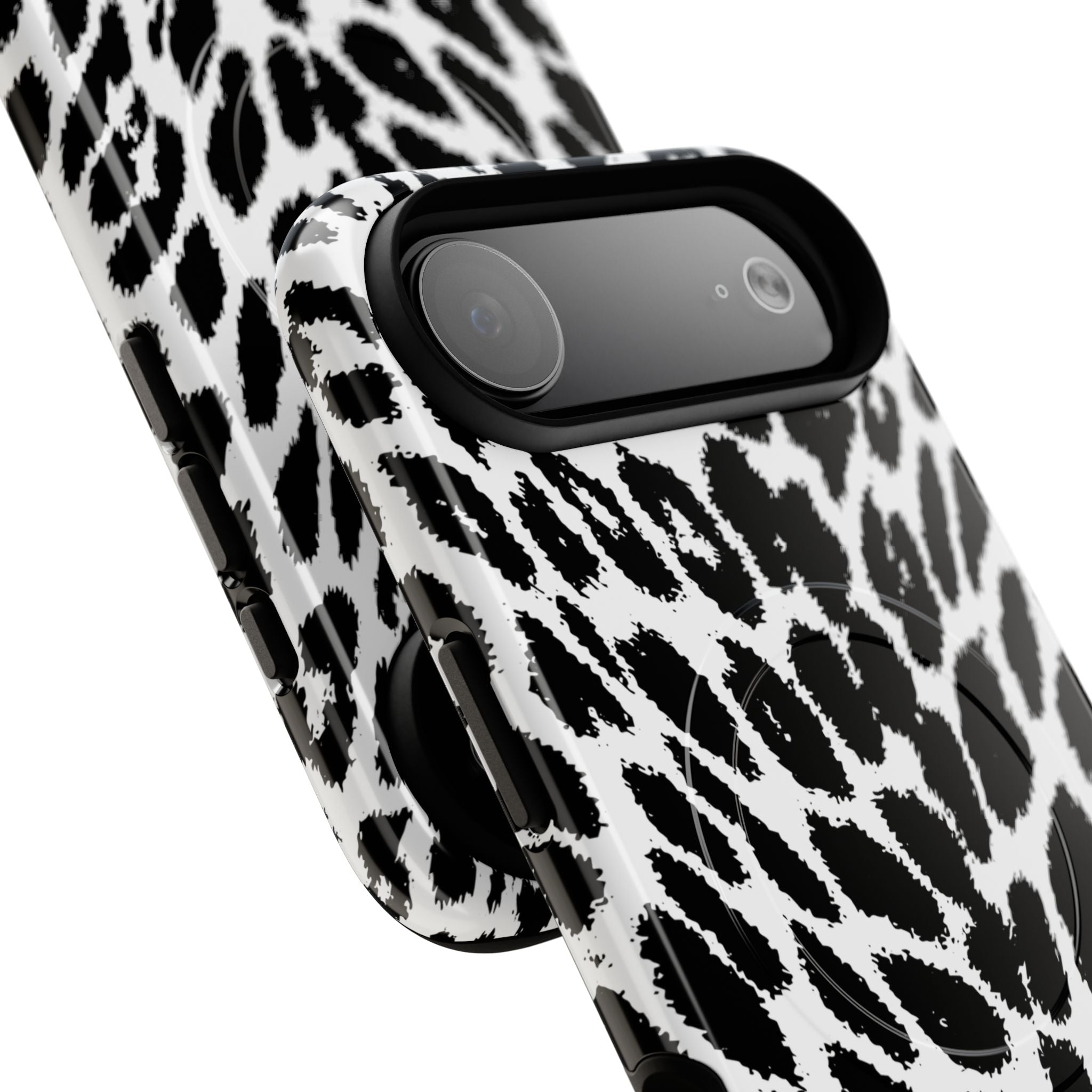 Black White Leopard Print Phone Case | Tough Magnetic Case