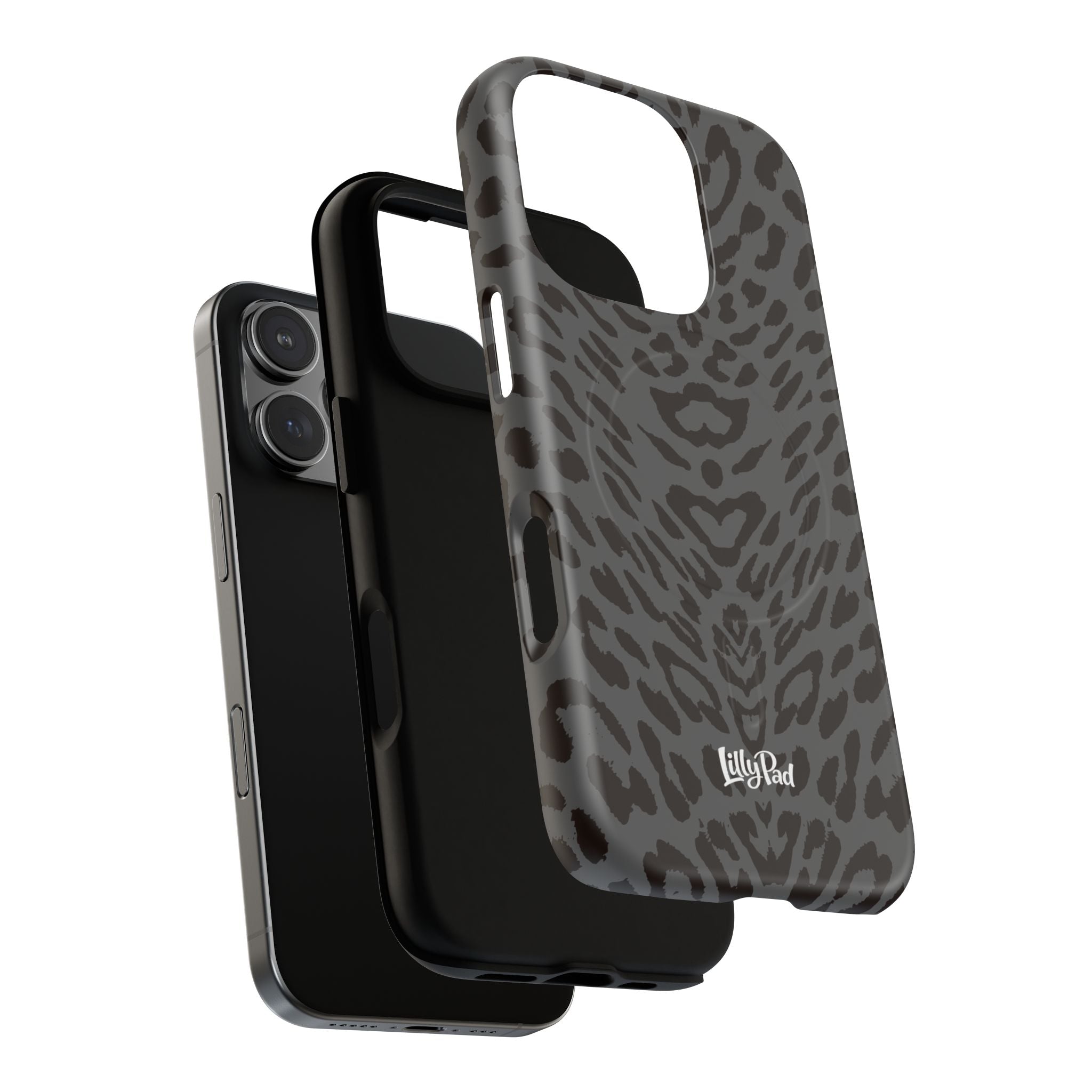 Leopard Print Magnetic Phone Case | Tough Magnetic Case, Black Animal Pattern