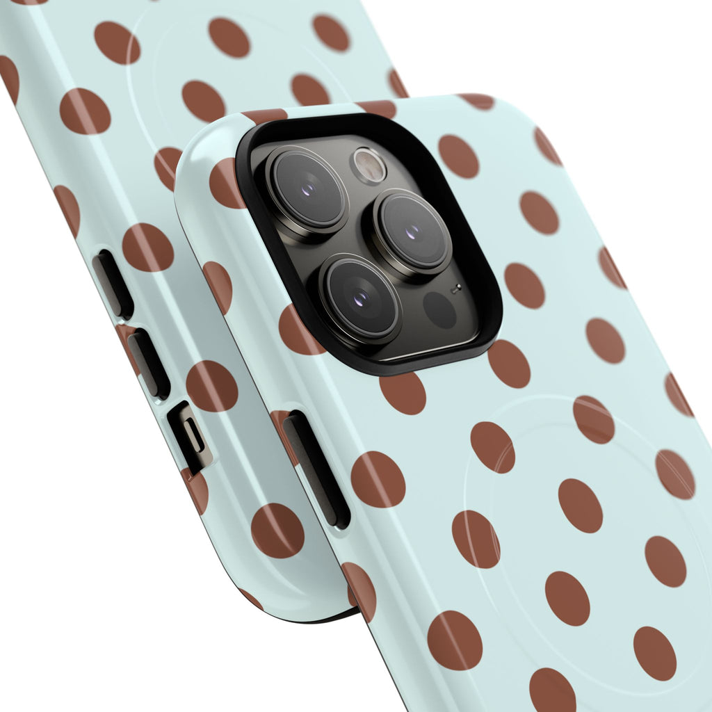Brown Polka Dot on Mint Phone Case | Tough Magnetic Case