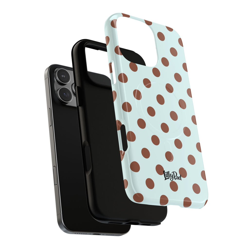 Brown Polka Dot on Mint Phone Case | Tough Magnetic Case