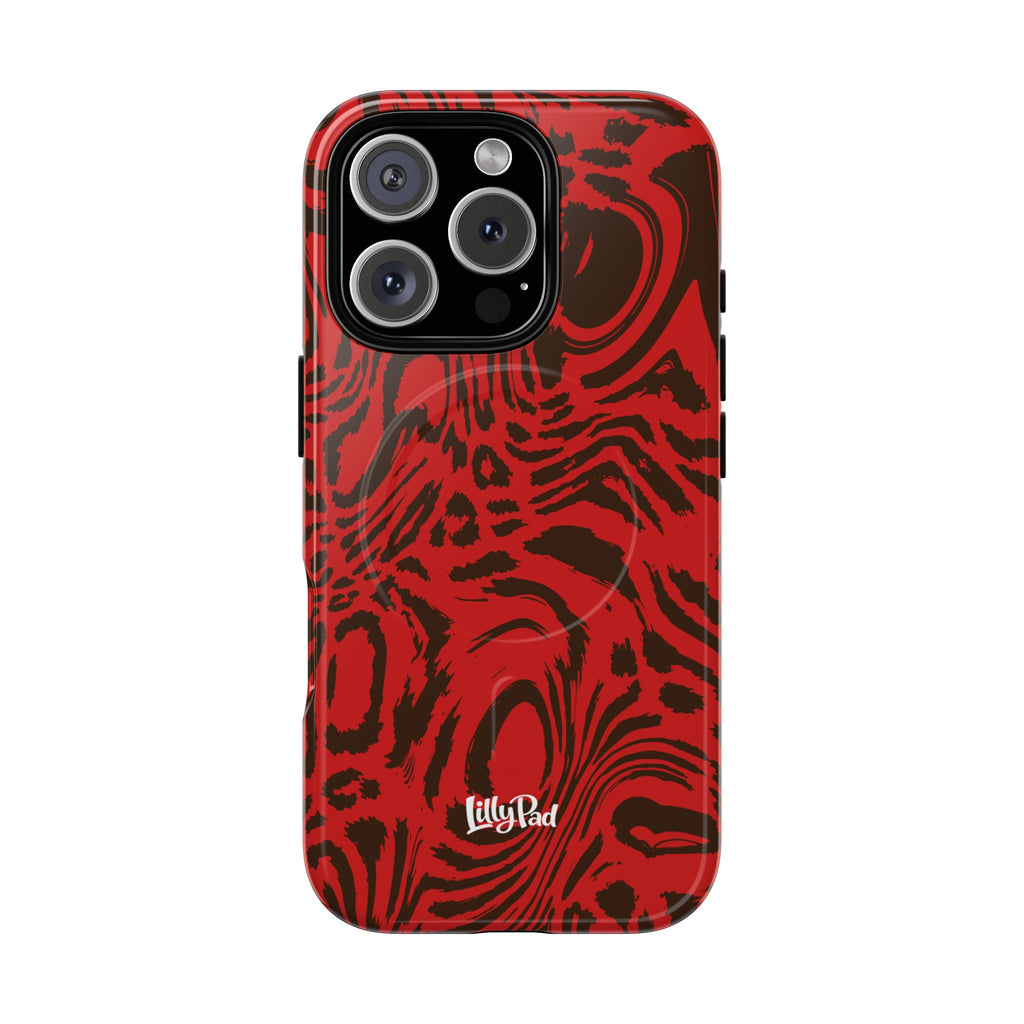Red Black Swirl Pattern Phone Case | Tough Magnetic Case