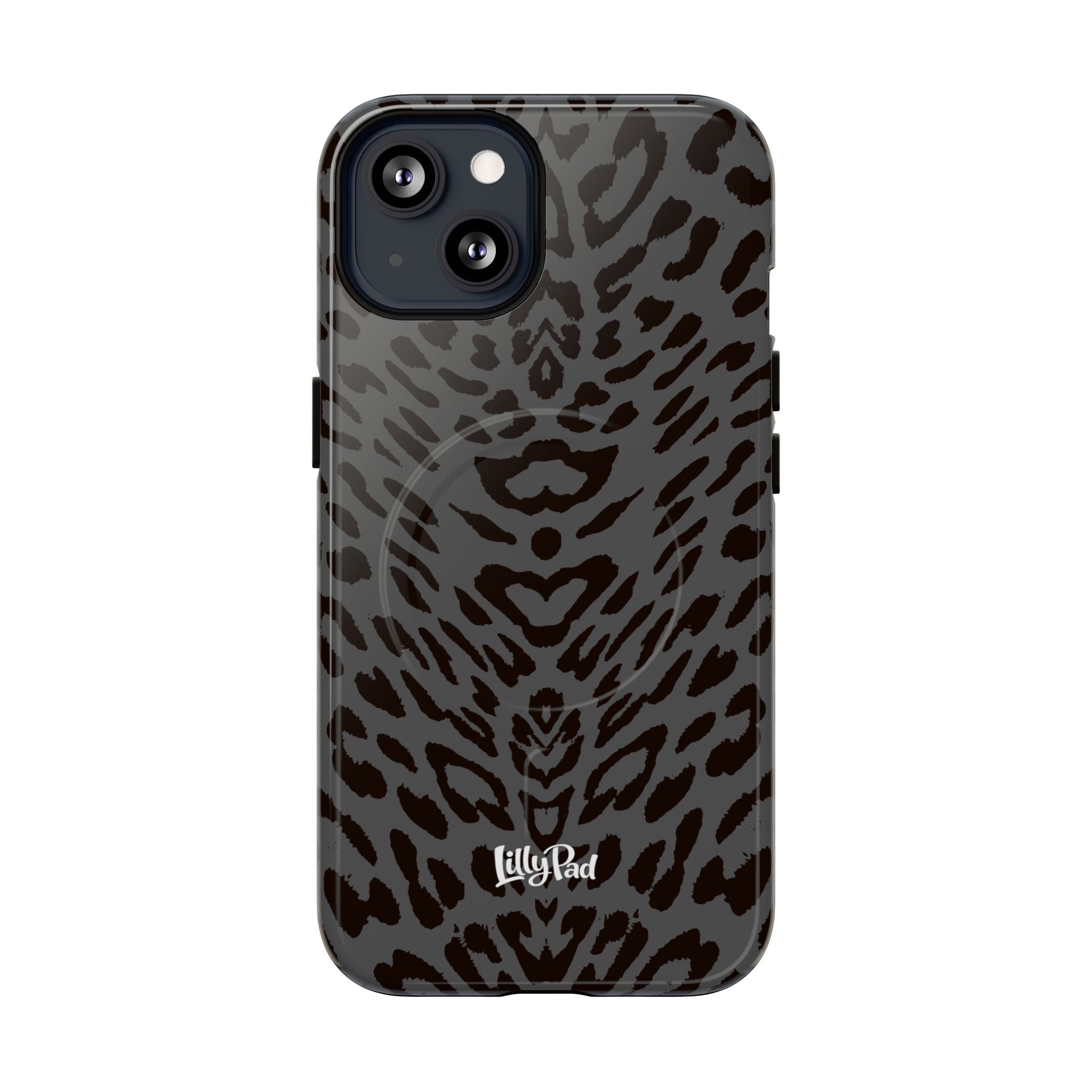 Leopard Print Magnetic Phone Case | Tough Magnetic Case, Black Animal Pattern