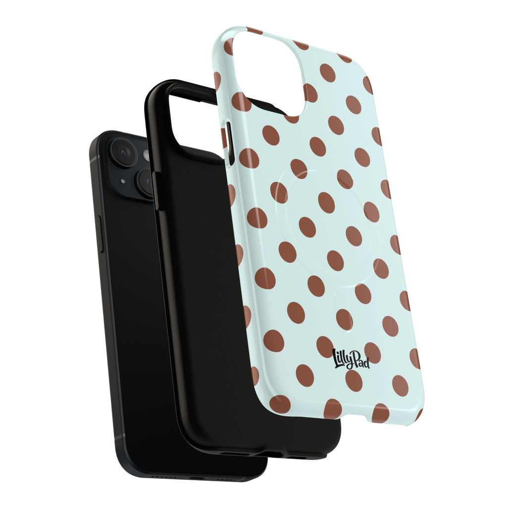 Brown Polka Dot on Mint Phone Case | Tough Magnetic Case
