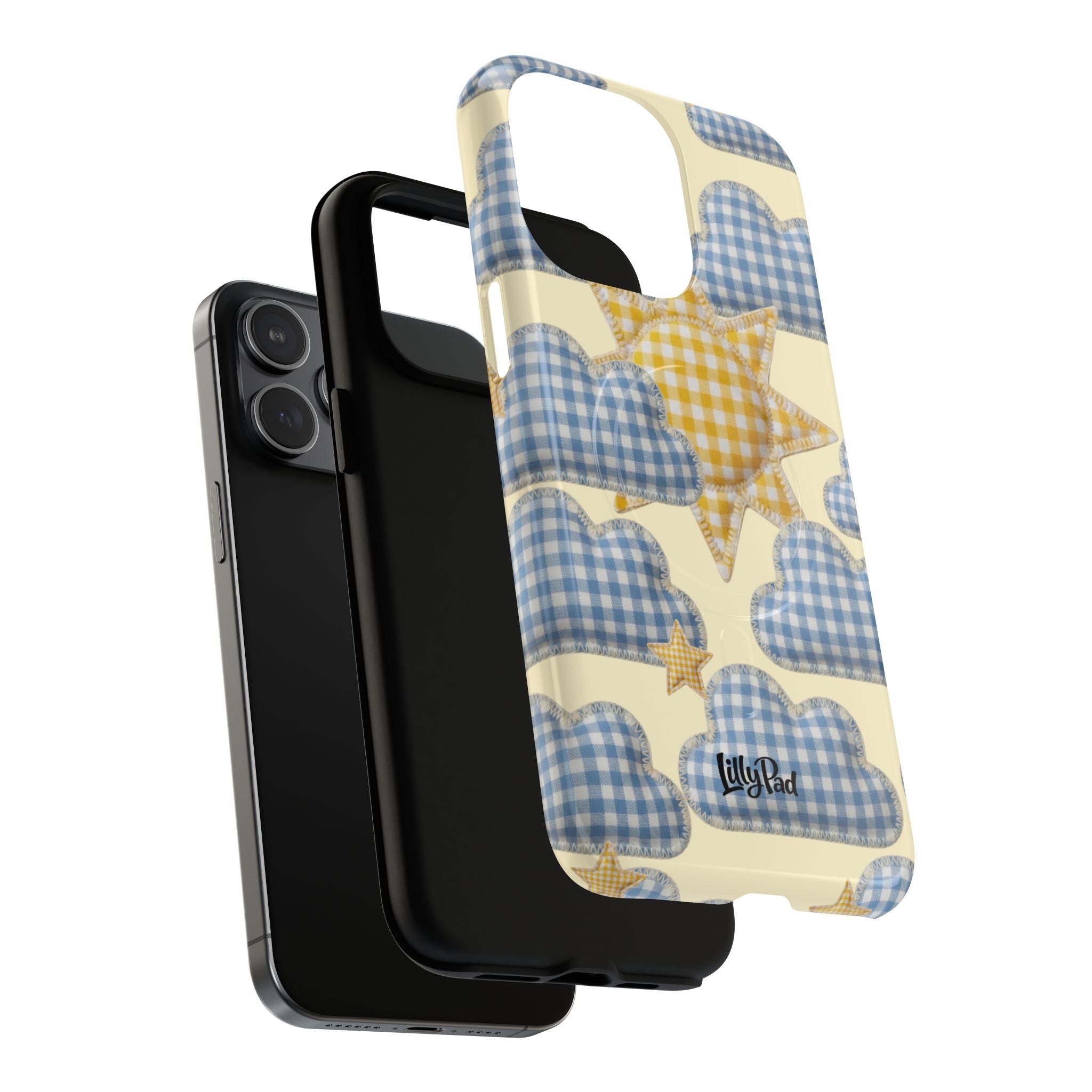 Gingham Sun and Clouds Phone Case | Tough Magnetic Case