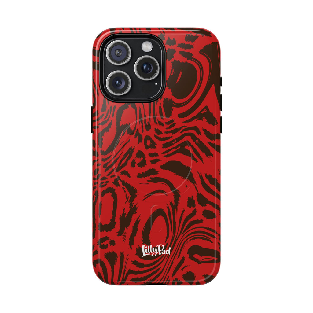 Red Black Swirl Pattern Phone Case | Tough Magnetic Case