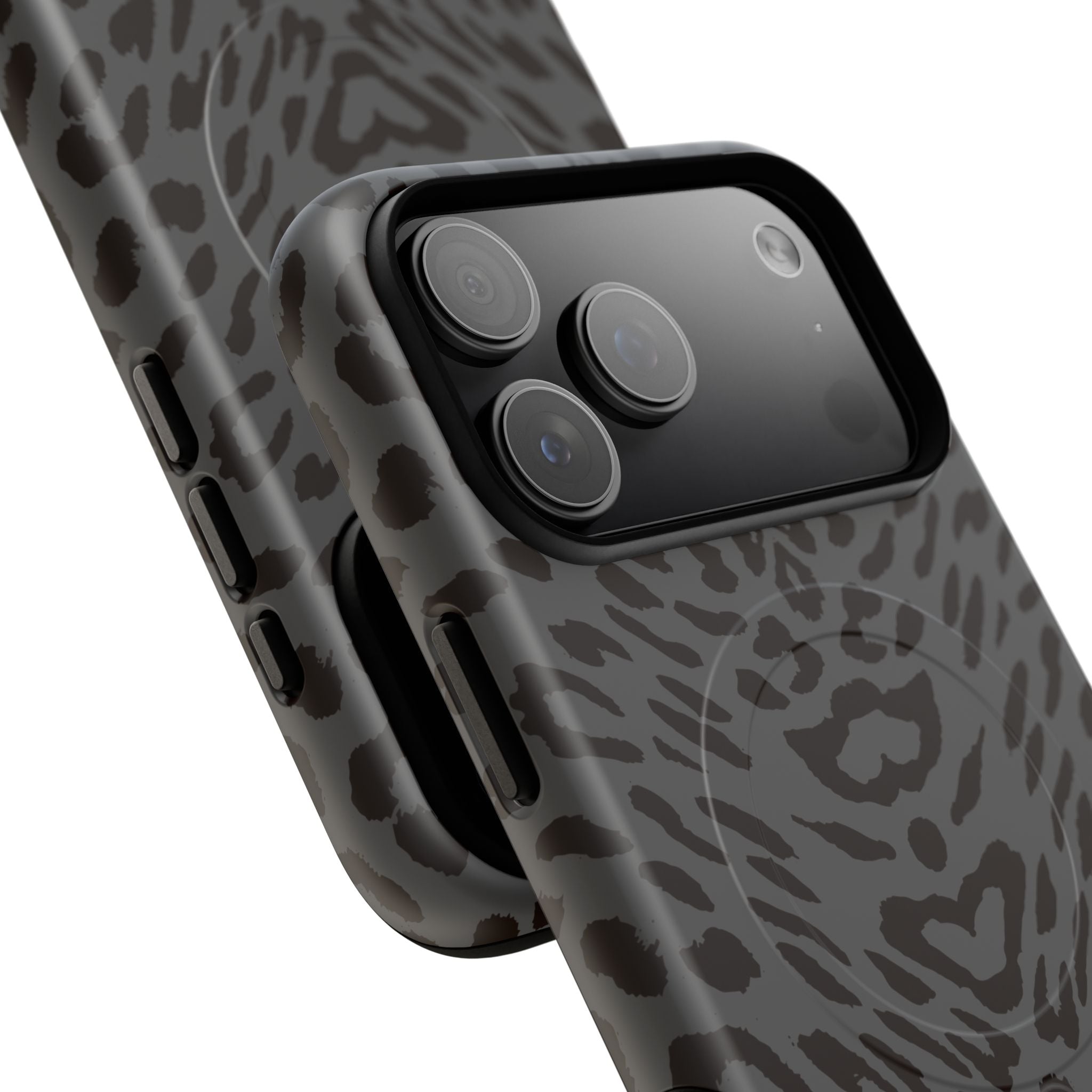 Leopard Print Magnetic Phone Case | Tough Magnetic Case, Black Animal Pattern