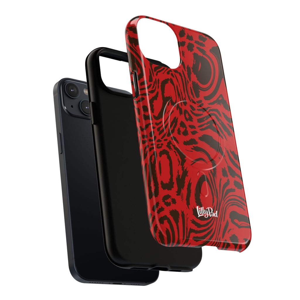 Red Black Swirl Pattern Phone Case | Tough Magnetic Case