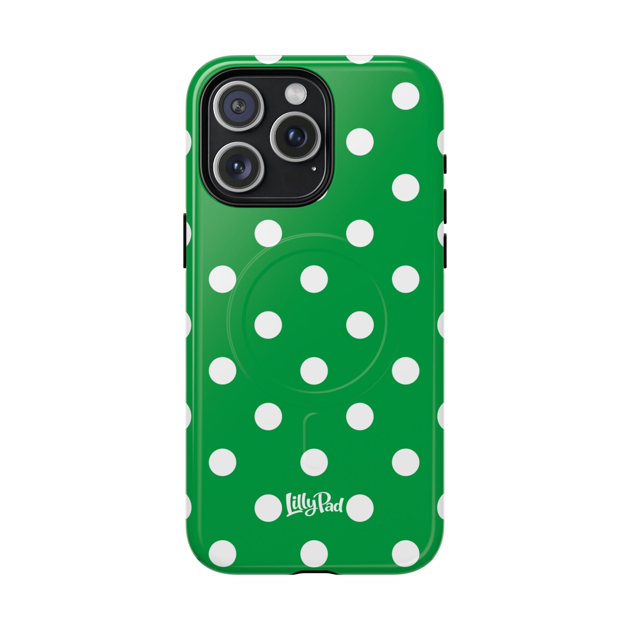 White Polka Dot Green Phone Case | Tough Magnetic Case
