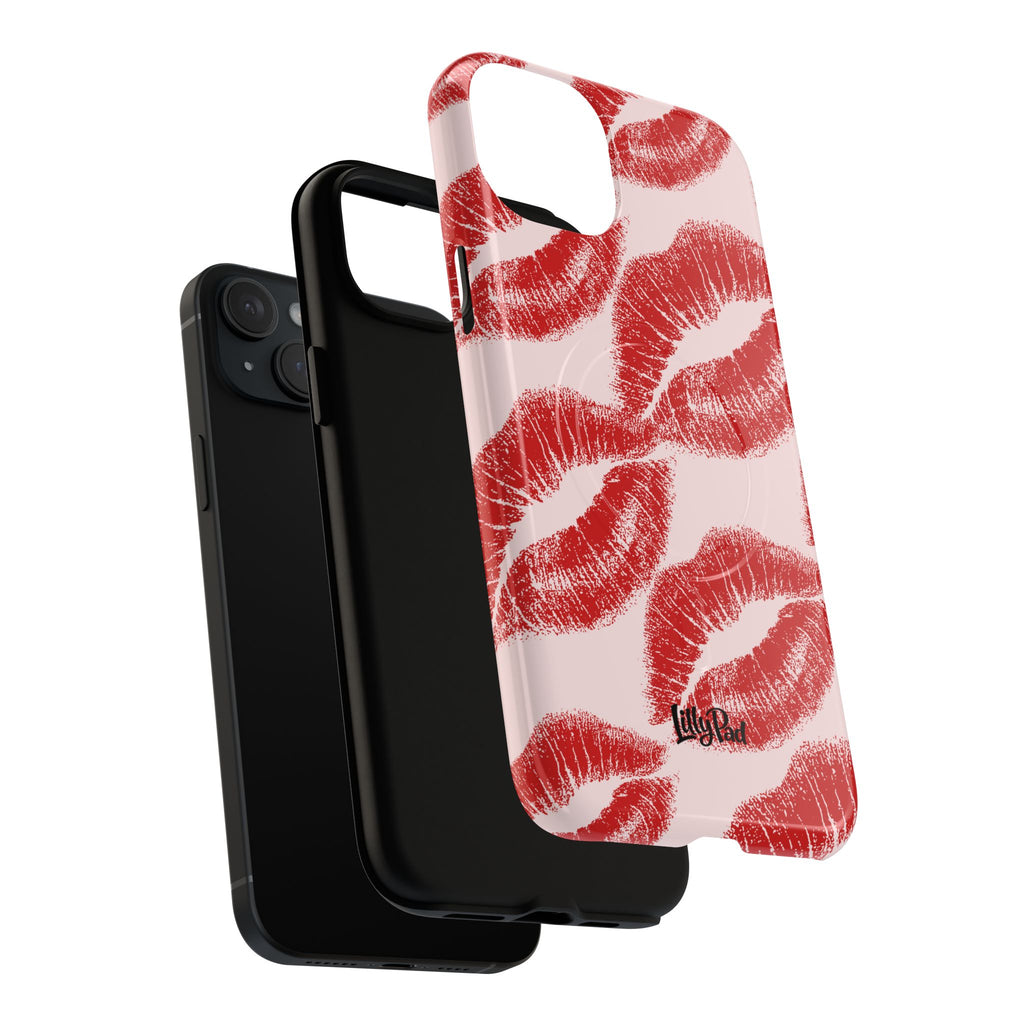 Red Lipstick Kiss Pattern Phone Case | Tough Magnetic Case