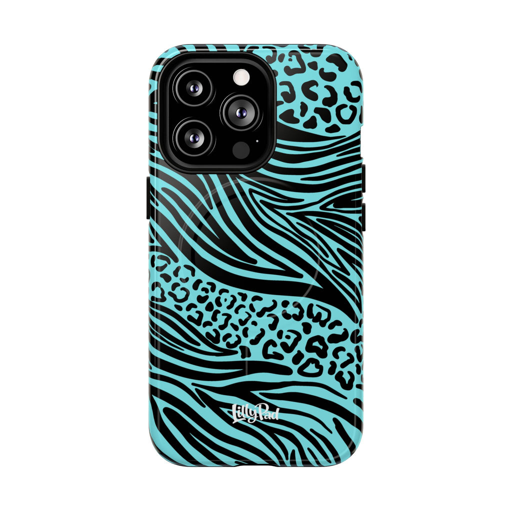 Y2K Animal Print Phone Case | Magnetic Tough Case, Zebra Leopard Blend