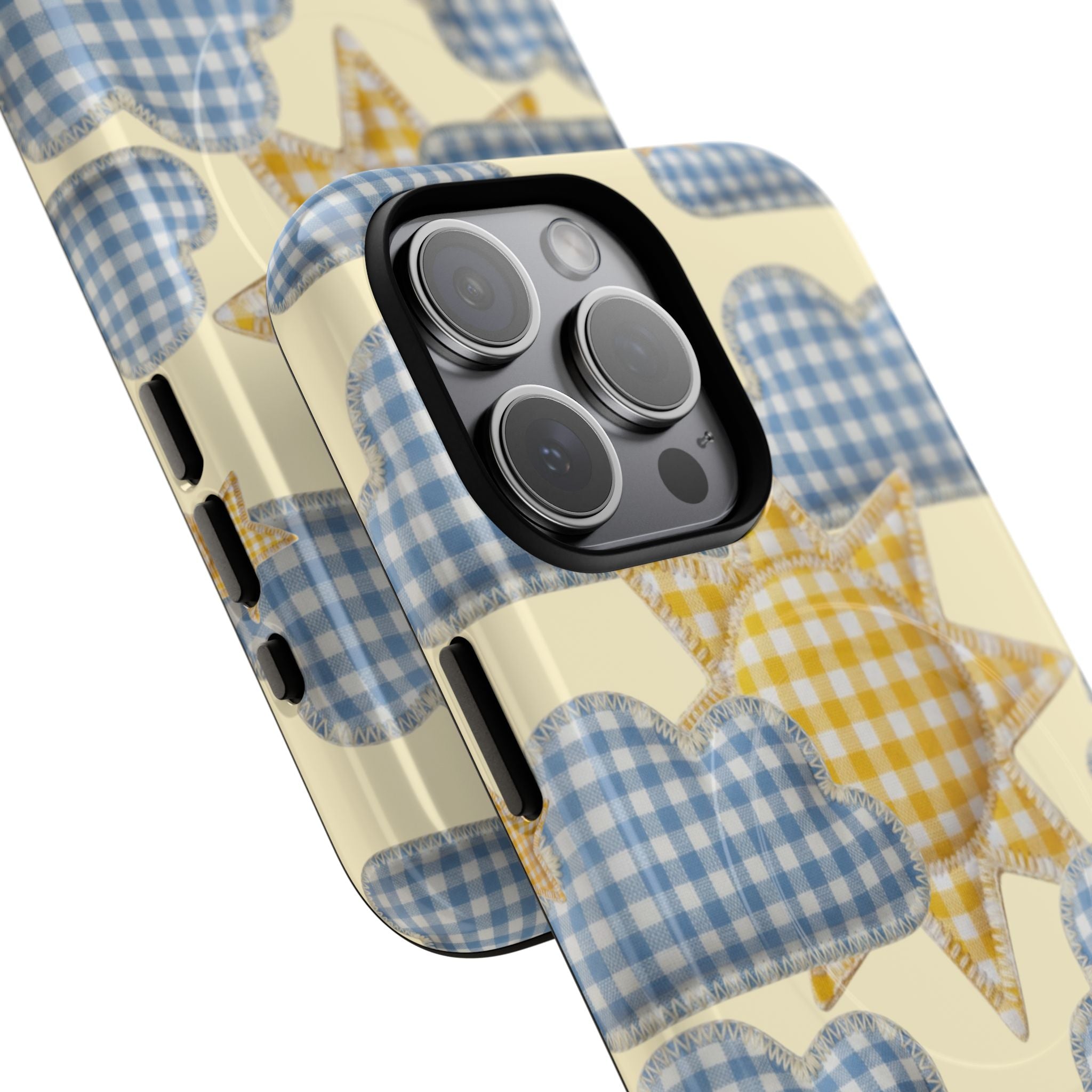 Gingham Sun and Clouds Phone Case | Tough Magnetic Case