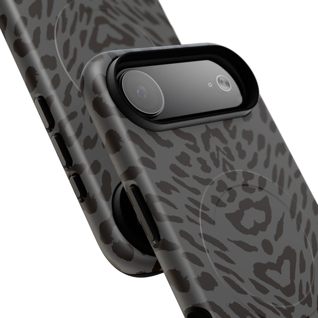 Leopard Print Magnetic Phone Case | Tough Magnetic Case, Black Animal Pattern