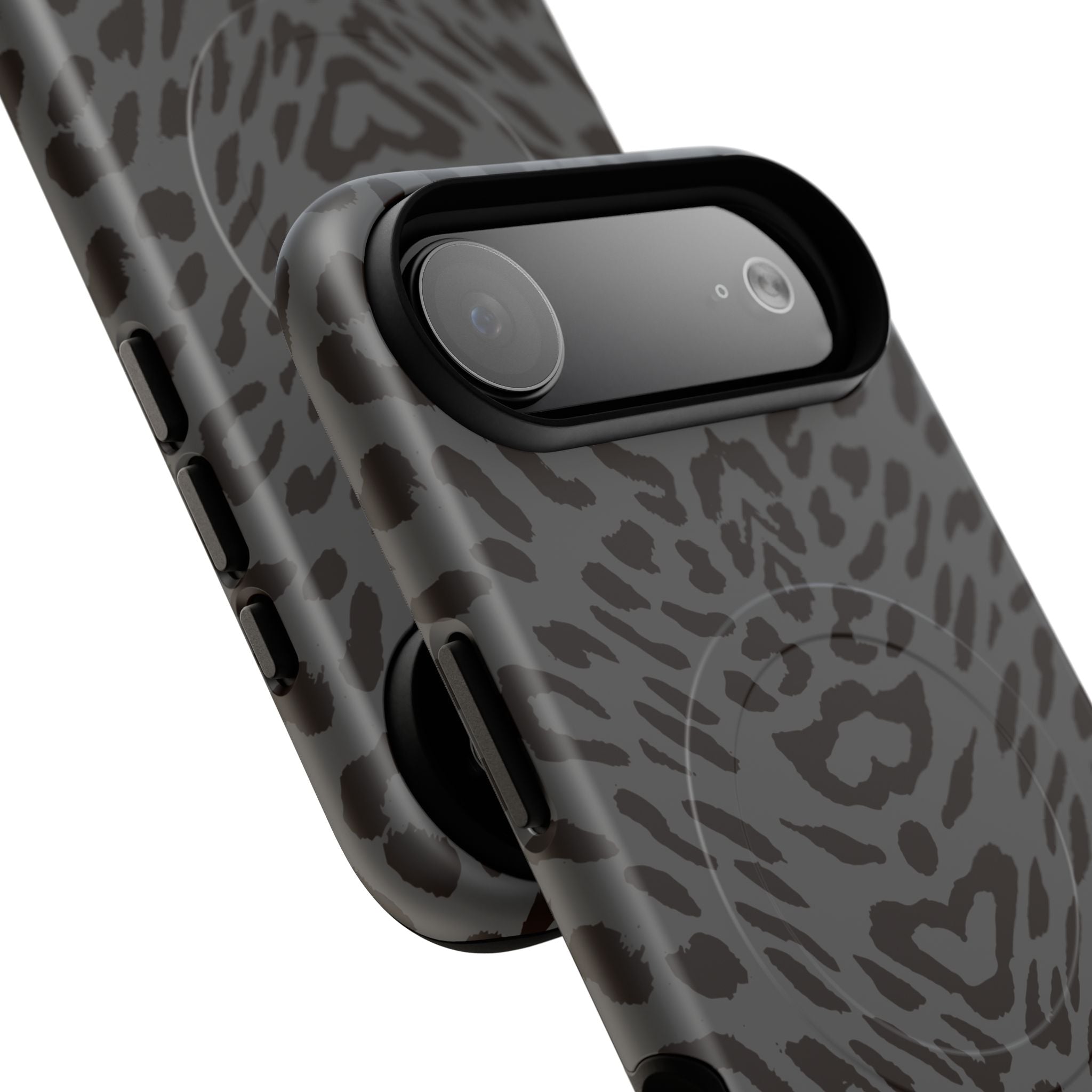 Leopard Print Magnetic Phone Case | Tough Magnetic Case, Black Animal Pattern