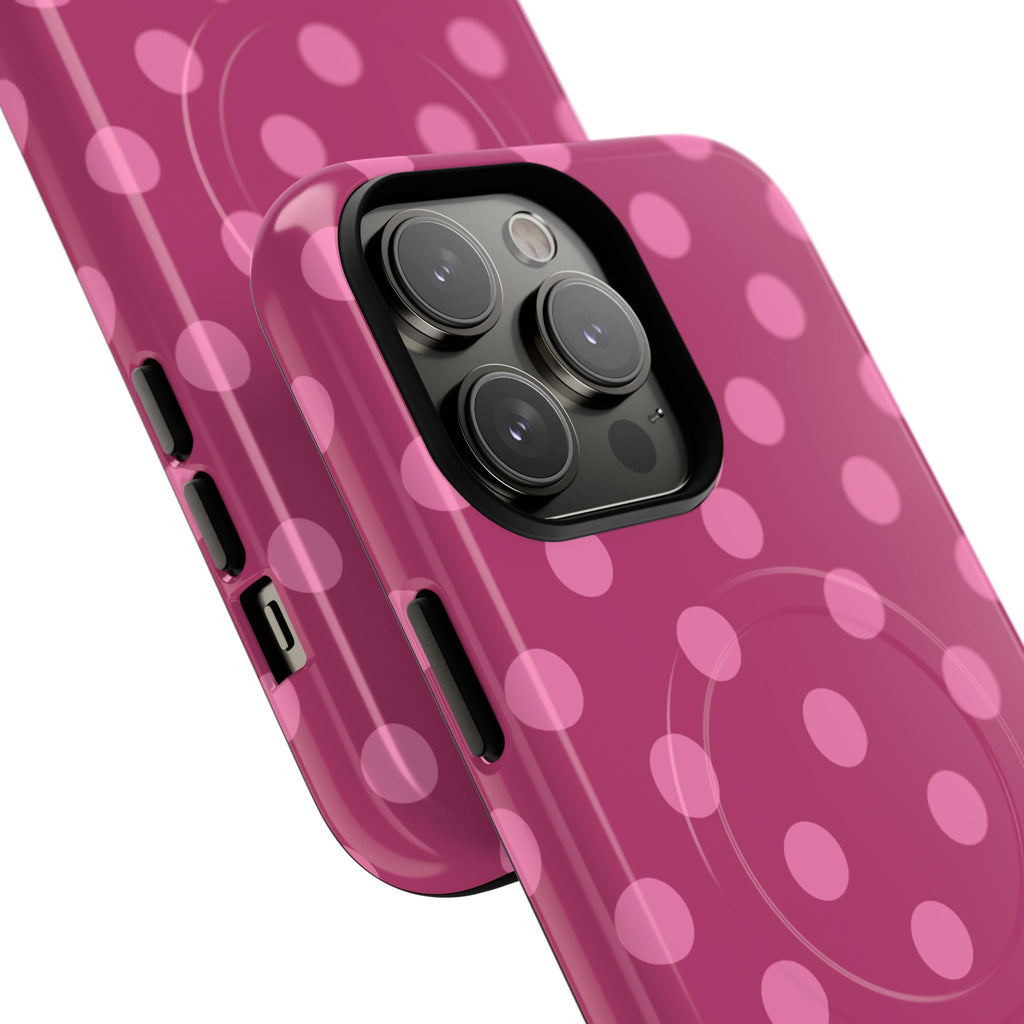 Pink Polka Dot Tough Magnetic Case | Phone Cover, MagSafe Compatible