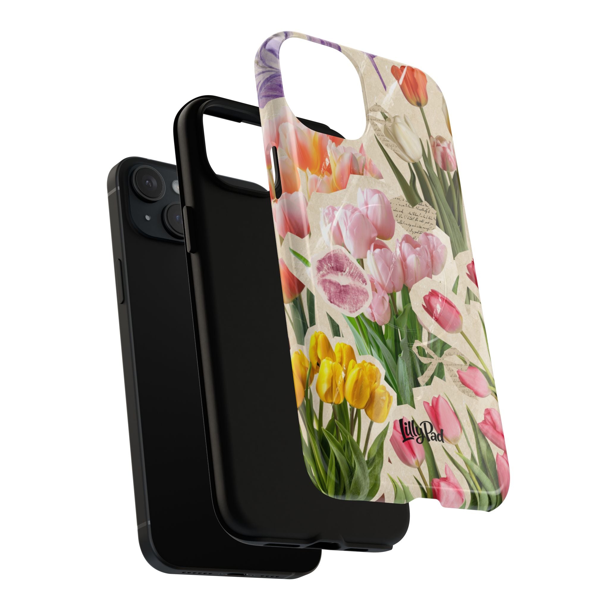 Vintage Tulip Collage Tough Phone Case | Floral iPhone Magnetic Case