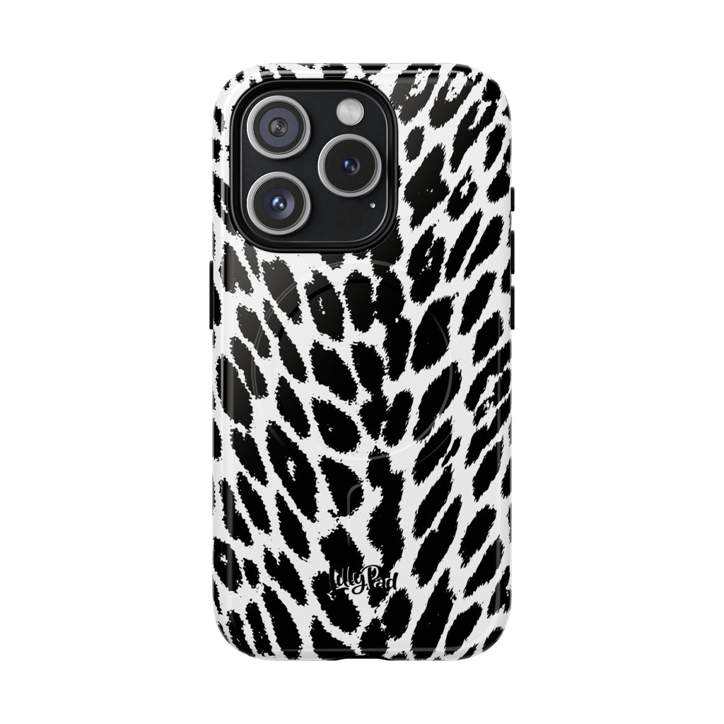 Black White Leopard Print Phone Case | Tough Magnetic Case