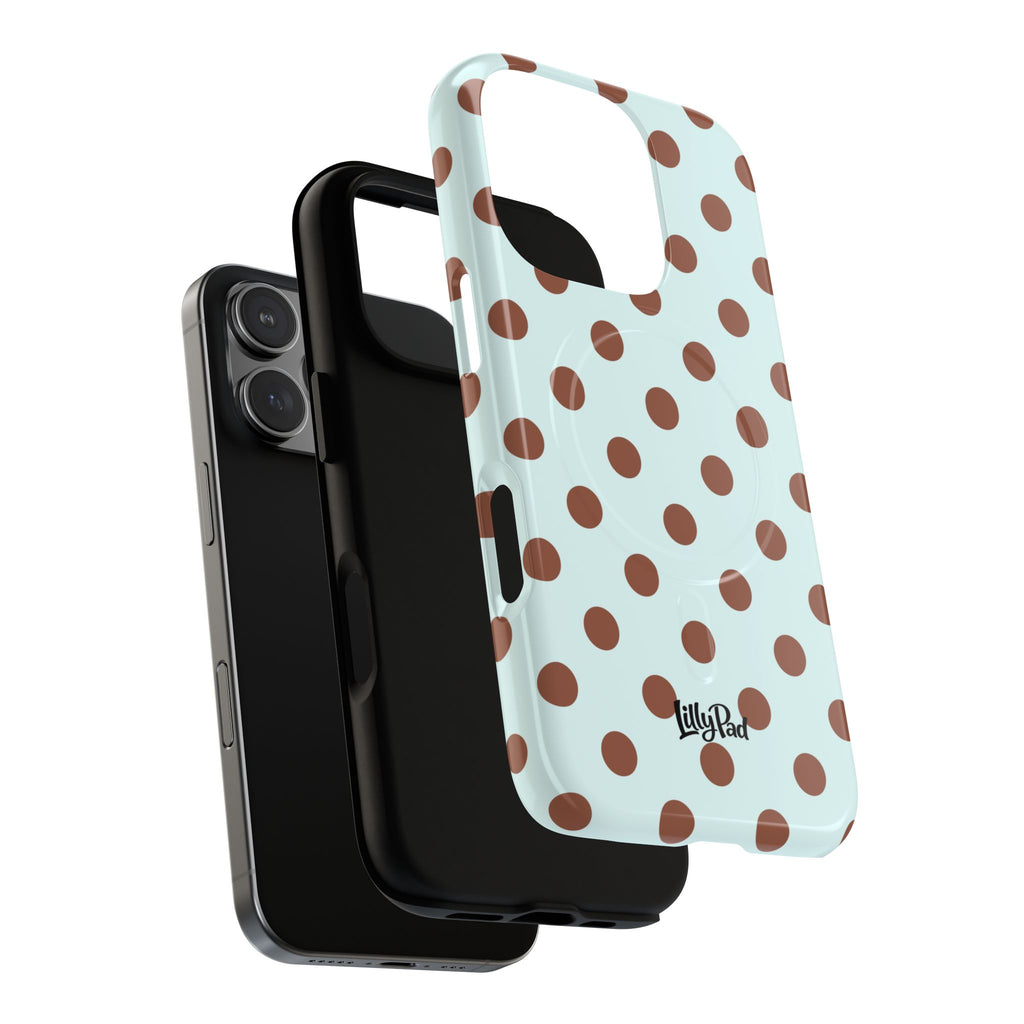 Brown Polka Dot on Mint Phone Case | Tough Magnetic Case