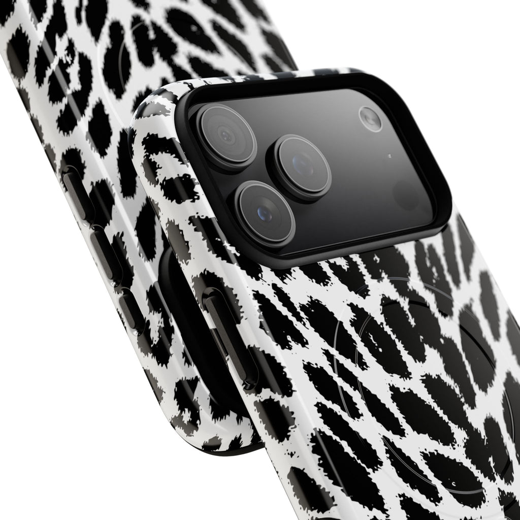 Black White Leopard Print Phone Case | Tough Magnetic Case