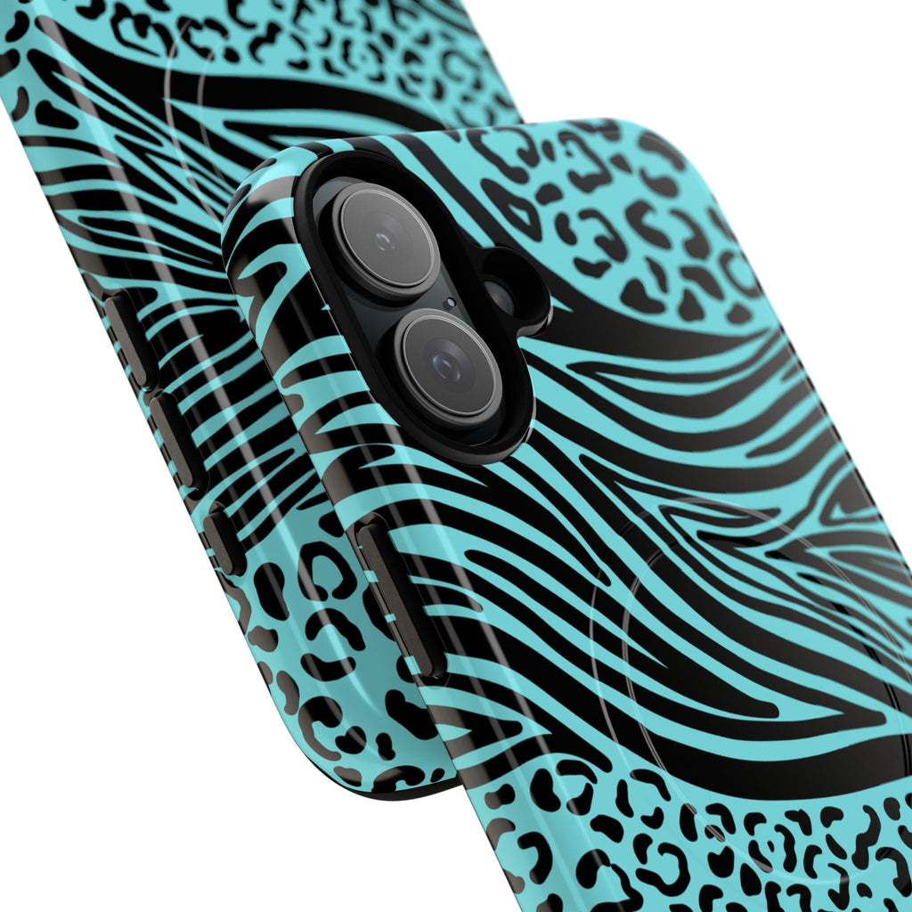 Y2K Animal Print Phone Case | Magnetic Tough Case, Zebra Leopard Blend