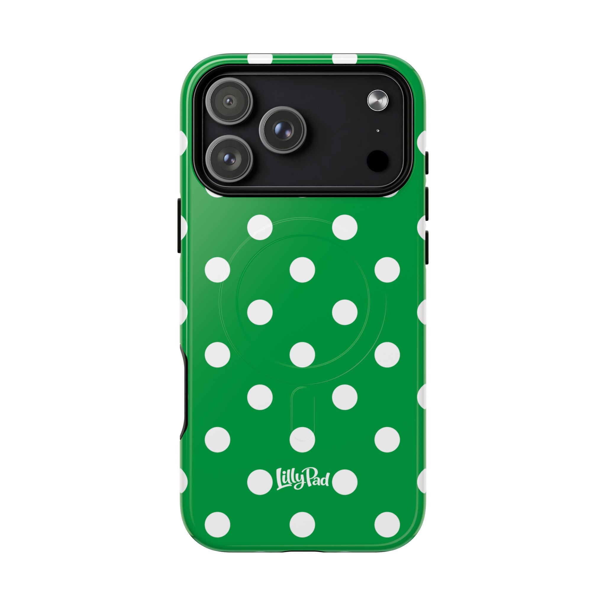 White Polka Dot Green Phone Case | Tough Magnetic Case