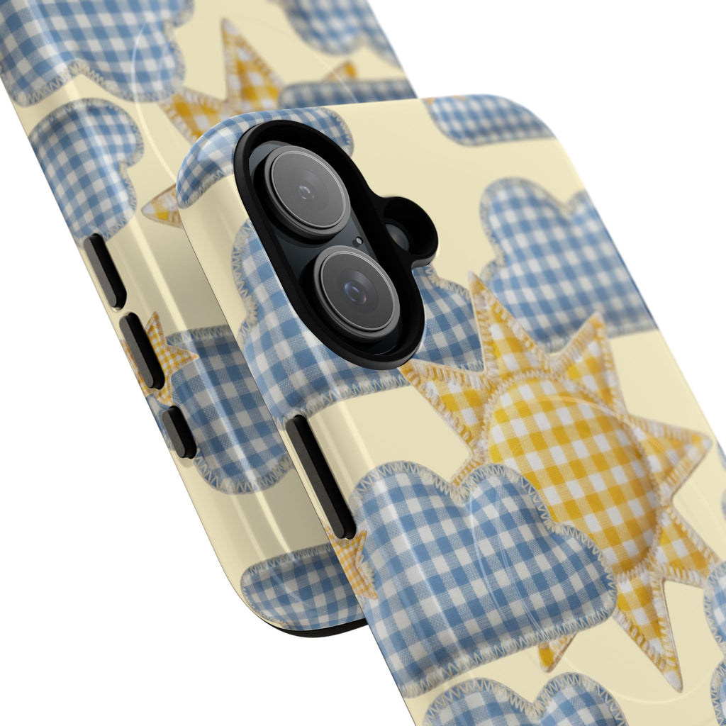 Gingham Sun and Clouds Phone Case | Tough Magnetic Case