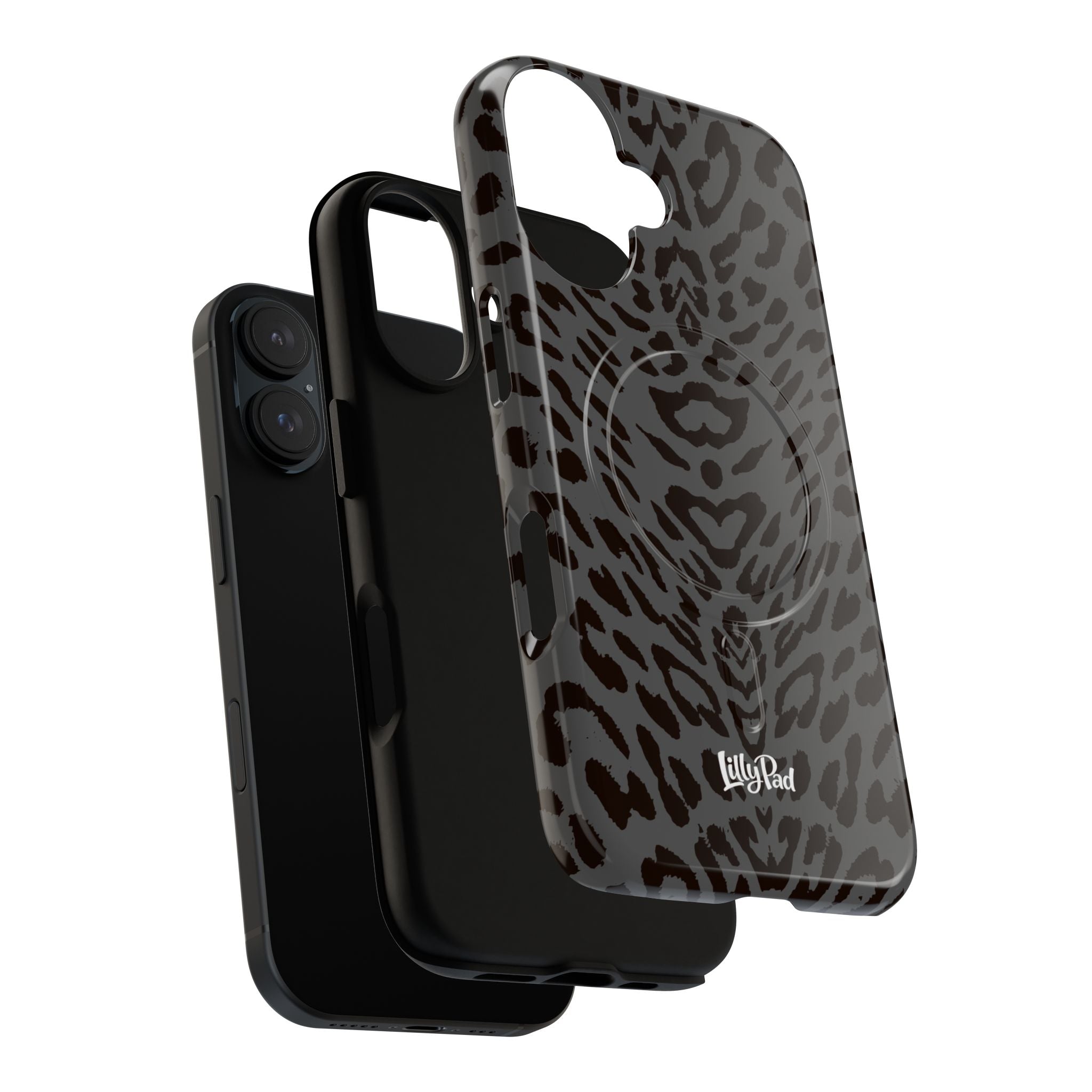 Leopard Print Magnetic Phone Case | Tough Magnetic Case, Black Animal Pattern