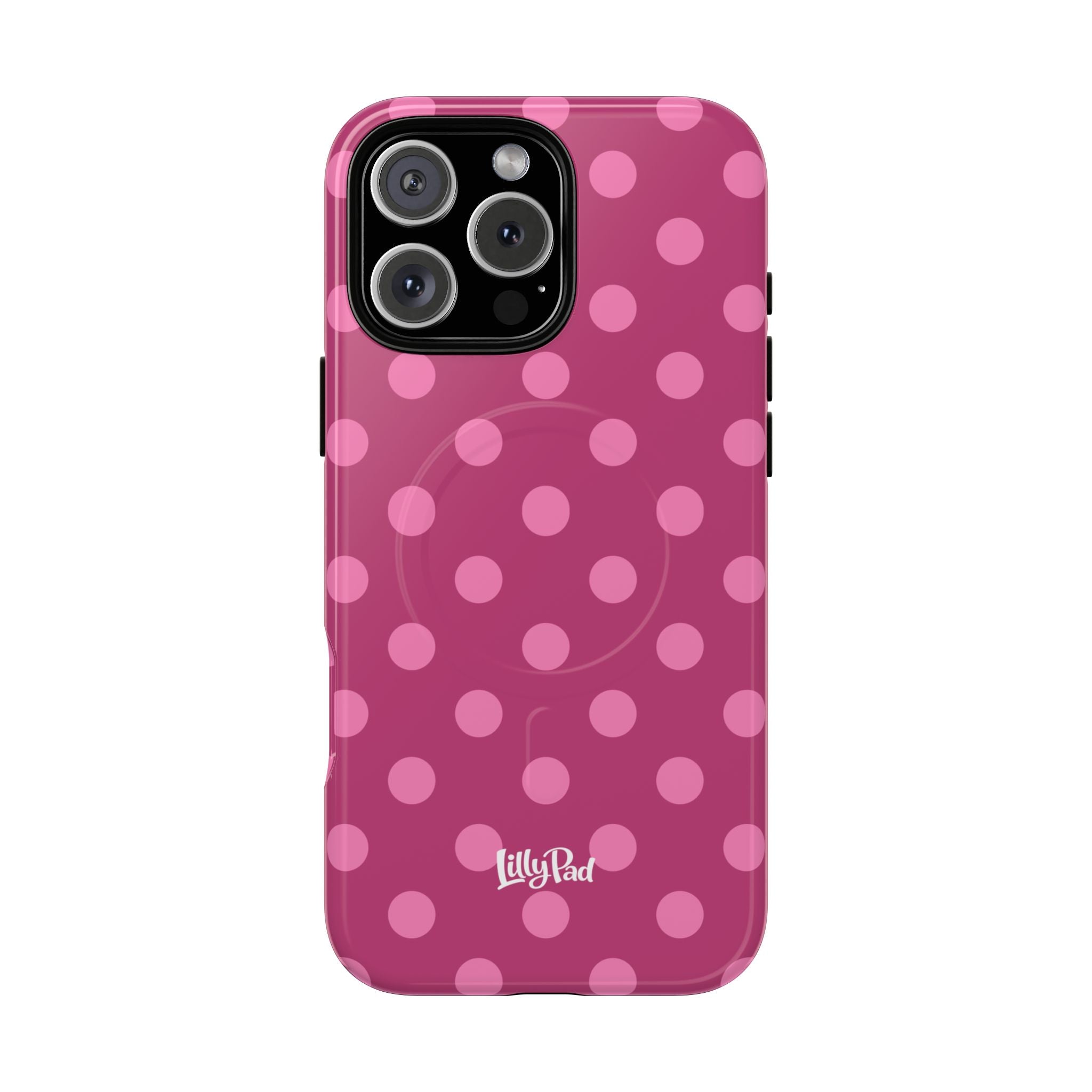 Pink Polka Dot Tough Magnetic Case | Phone Cover, MagSafe Compatible