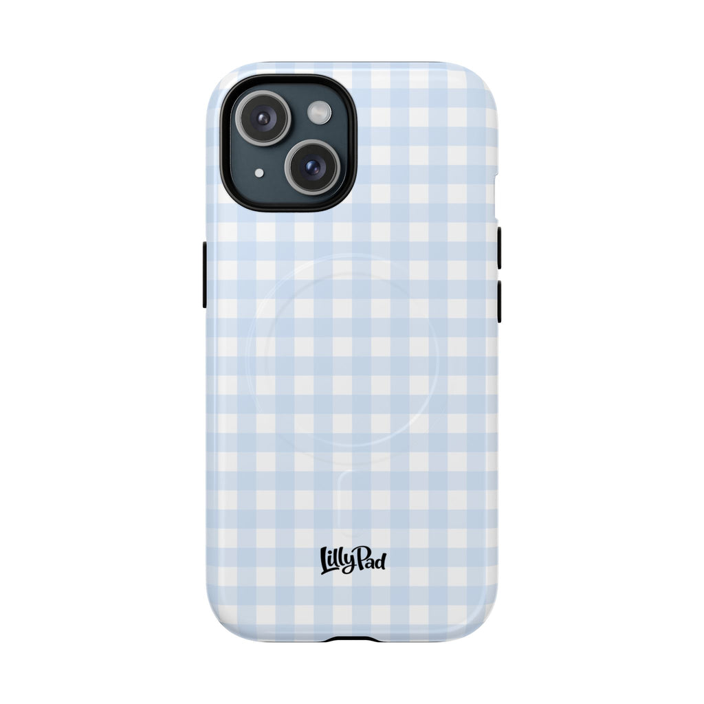 Blue Gingham Check Tough Phone Case | Plaid iPhone Cover