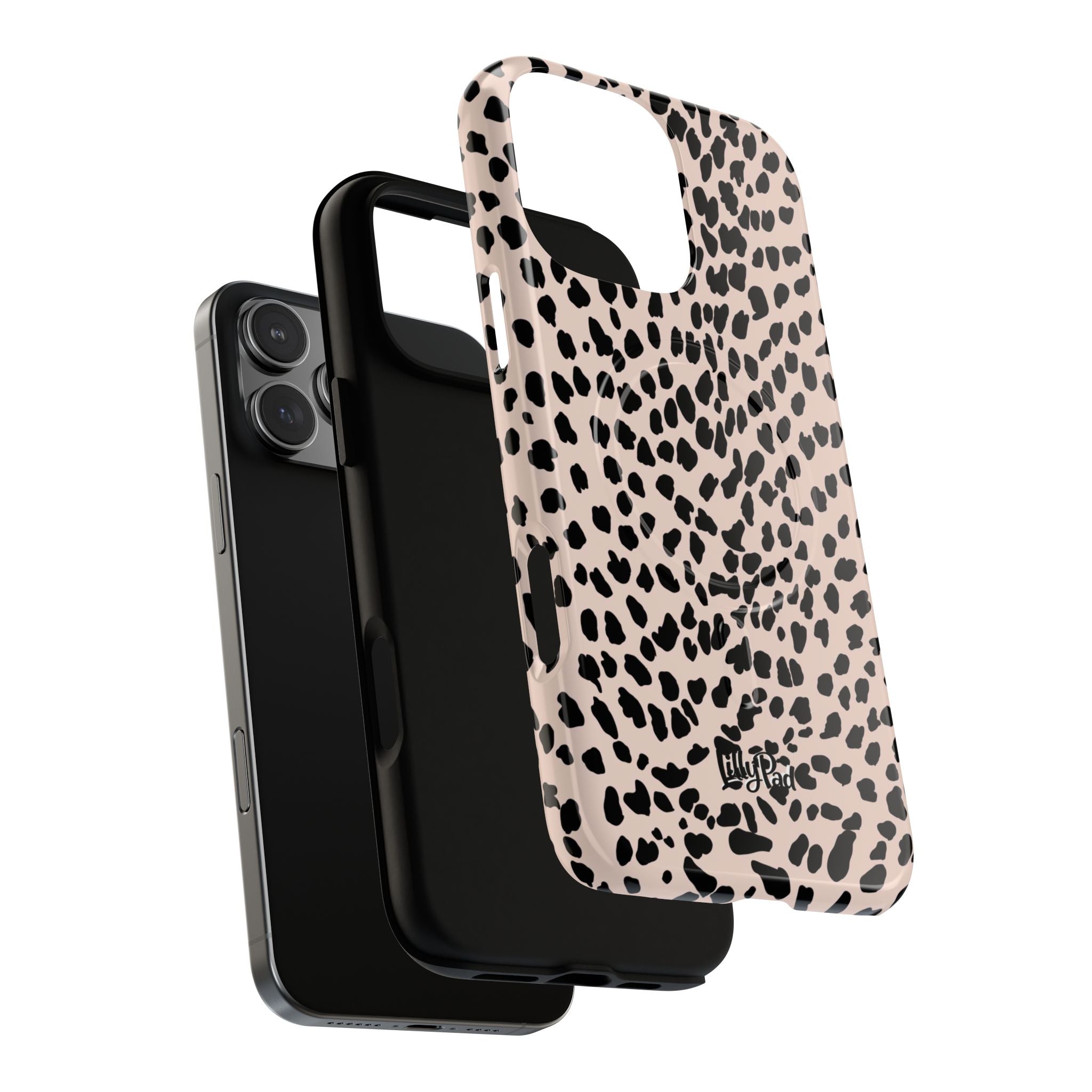 Leopard Print Phone Case Tough Magnetic Case | Pink Black Spot iPhone Cover