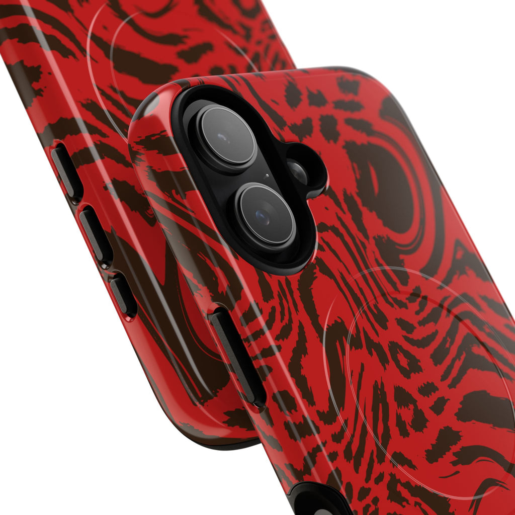 Red Black Swirl Pattern Phone Case | Tough Magnetic Case